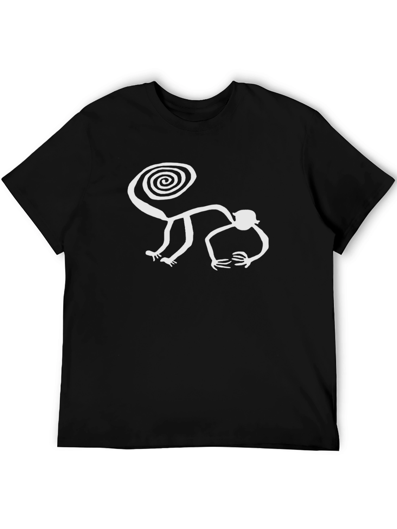 Nazca Lines Monkey Graphic Tee - Black Cotton Shirt