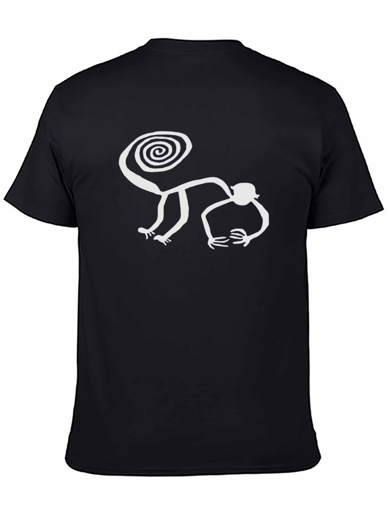 Nazca Lines Monkey Graphic Tee - Black Cotton Shirt