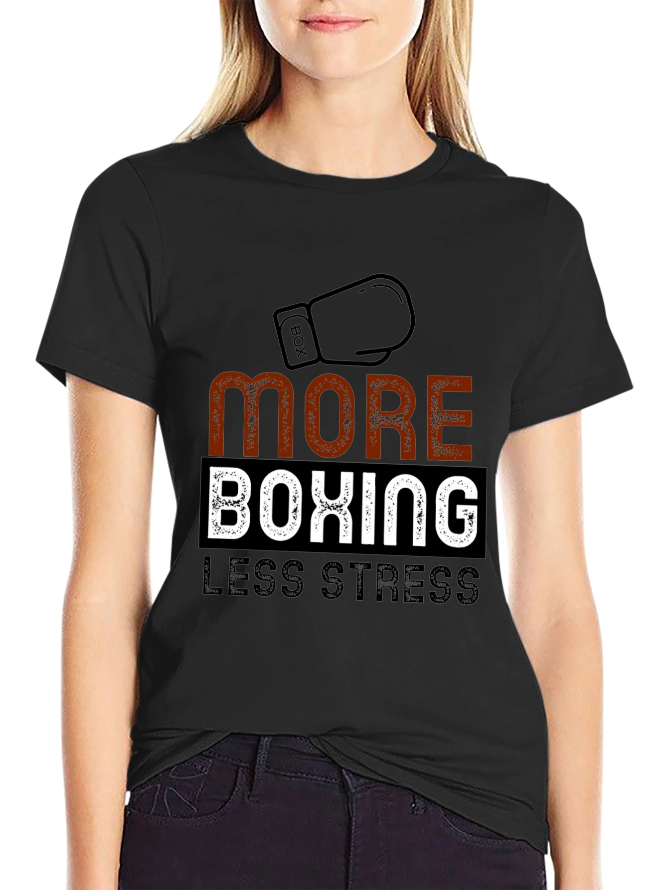 More Boxing Less Stress Graphic T-Shirt
