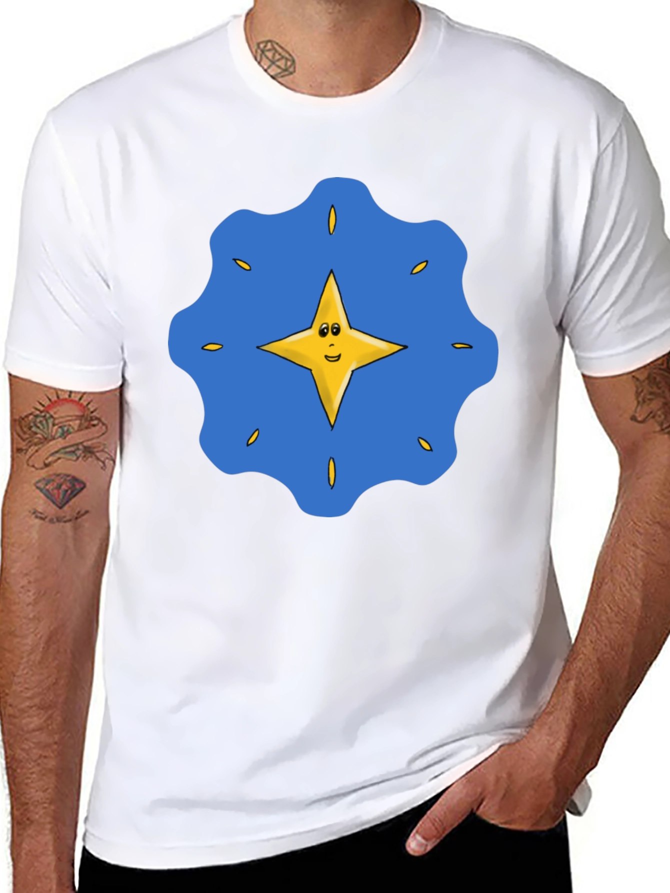 Smiling Star Graphic Black T-Shirt