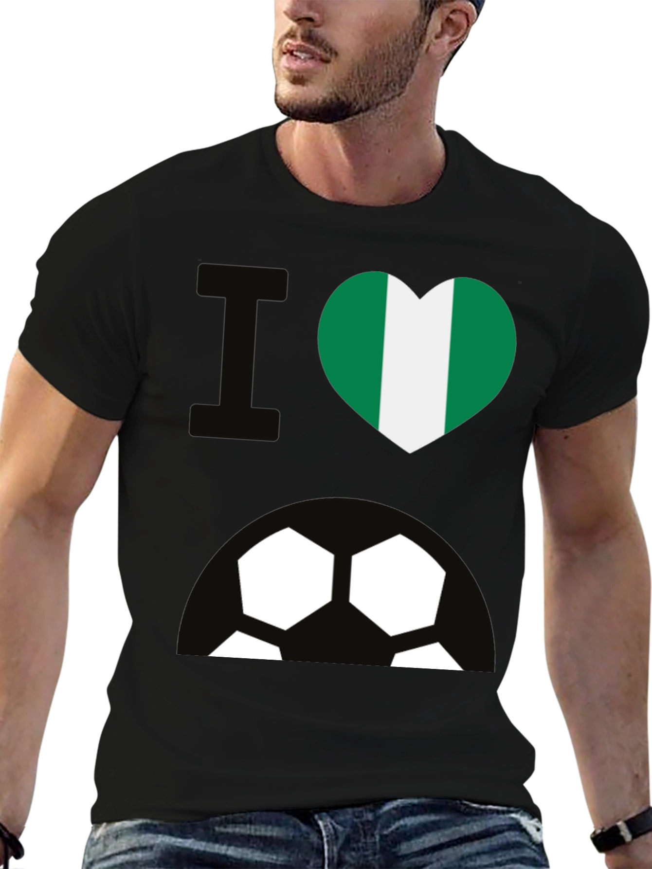 I Love Nigeria Soccer T-Shirt - Black