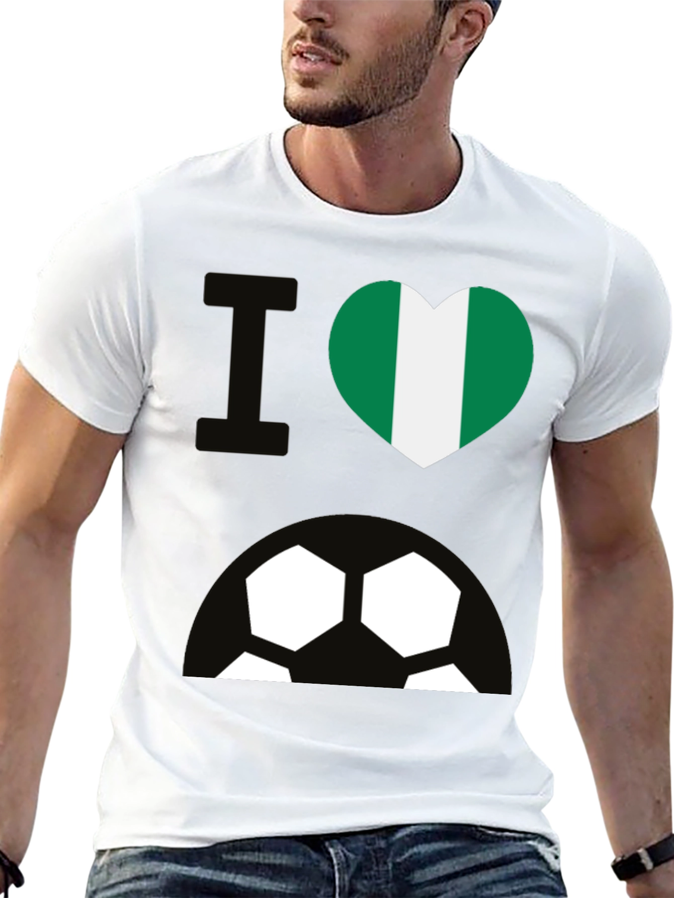 I Love Nigeria Soccer T-Shirt - Black