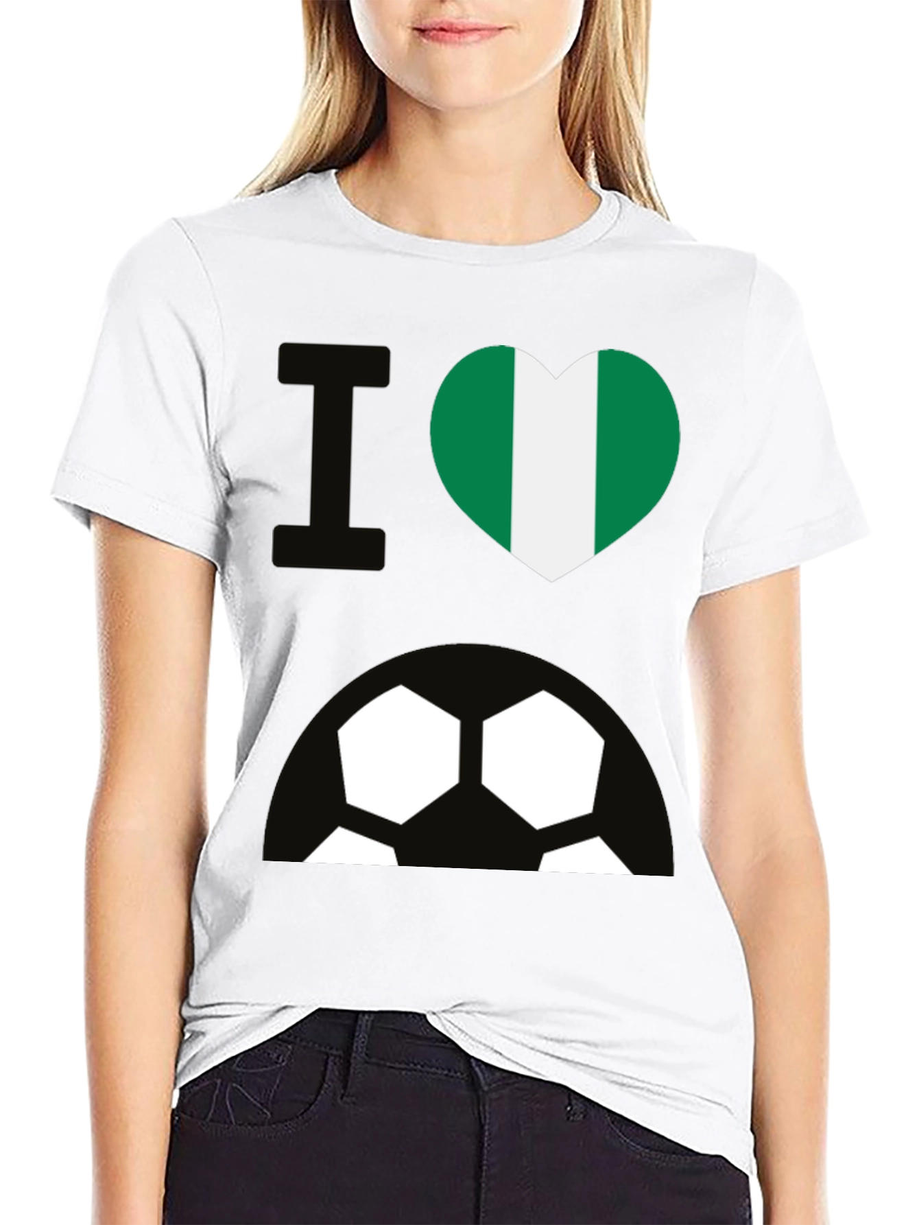 I Love Nigeria Soccer T-Shirt - Black