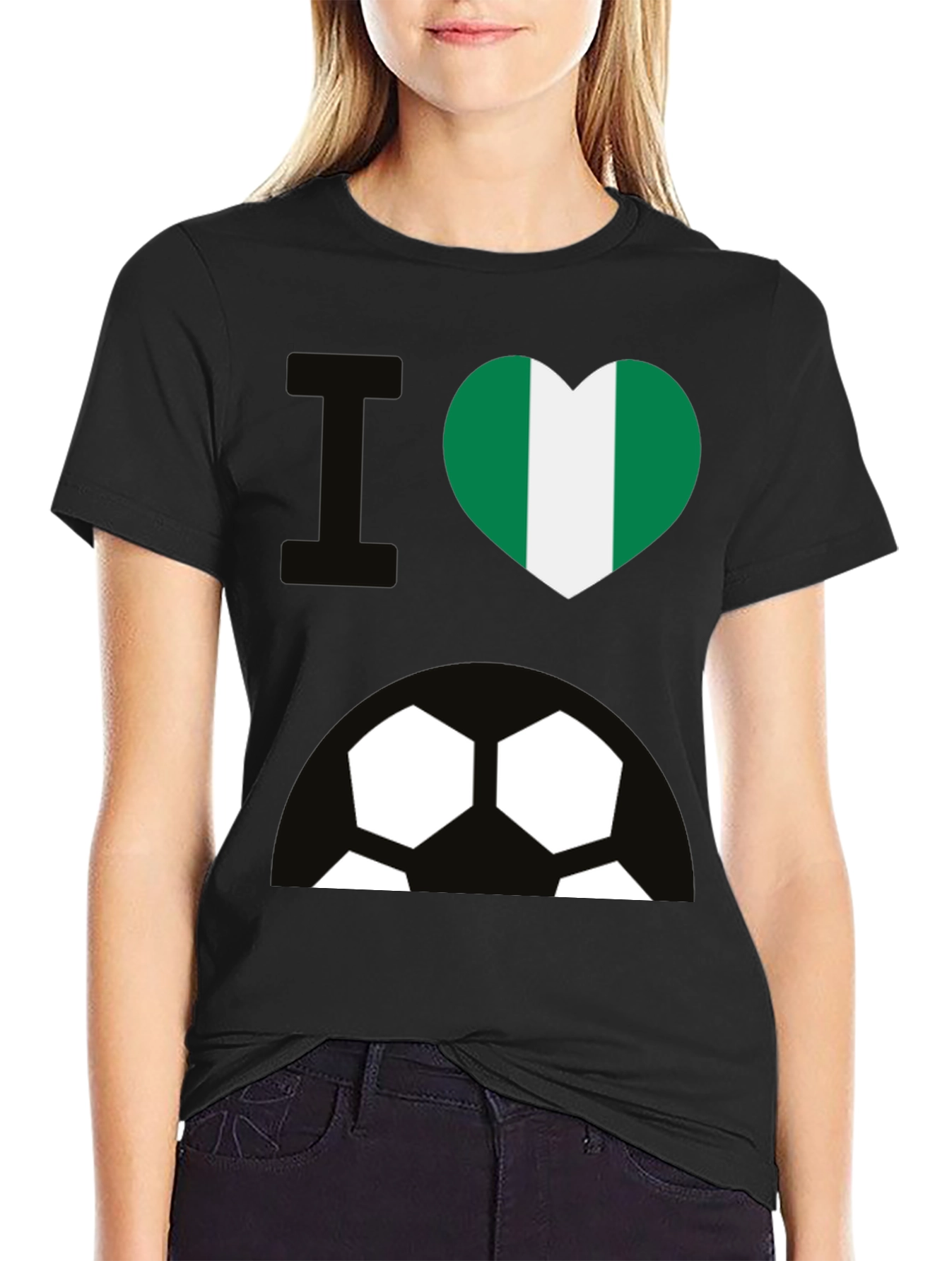 I Love Nigeria Soccer T-Shirt - Black