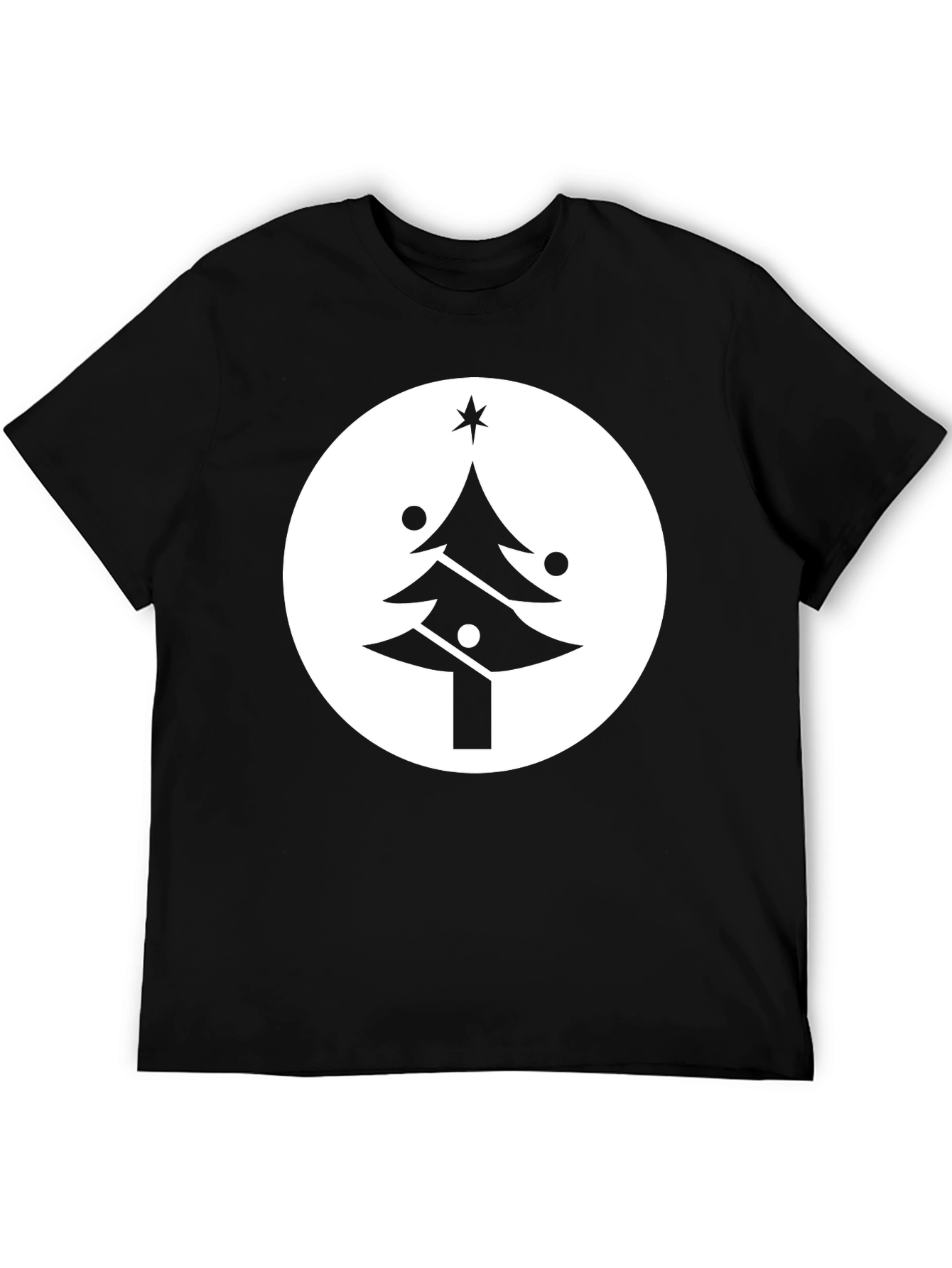 Festive Christmas Tree Graphic Tee - Black