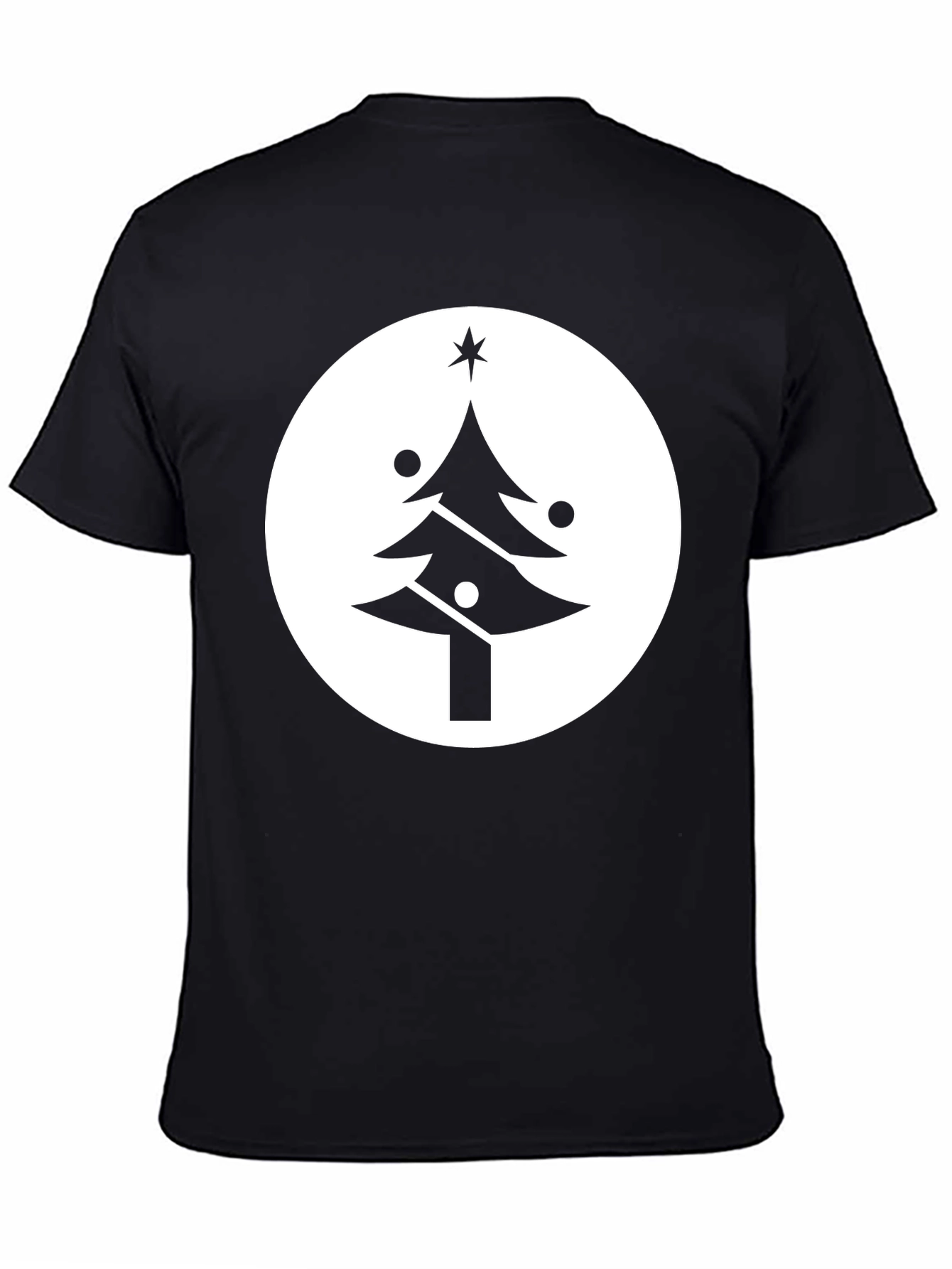 Festive Christmas Tree Graphic Tee - Black