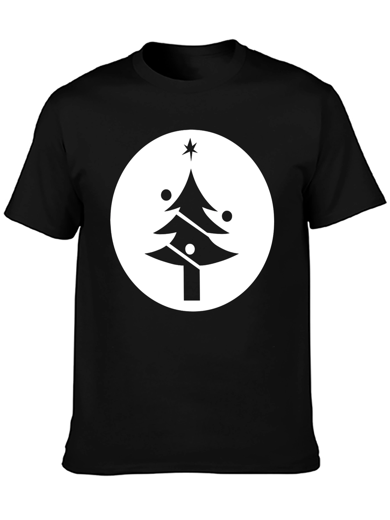 Festive Christmas Tree Graphic Tee - Black