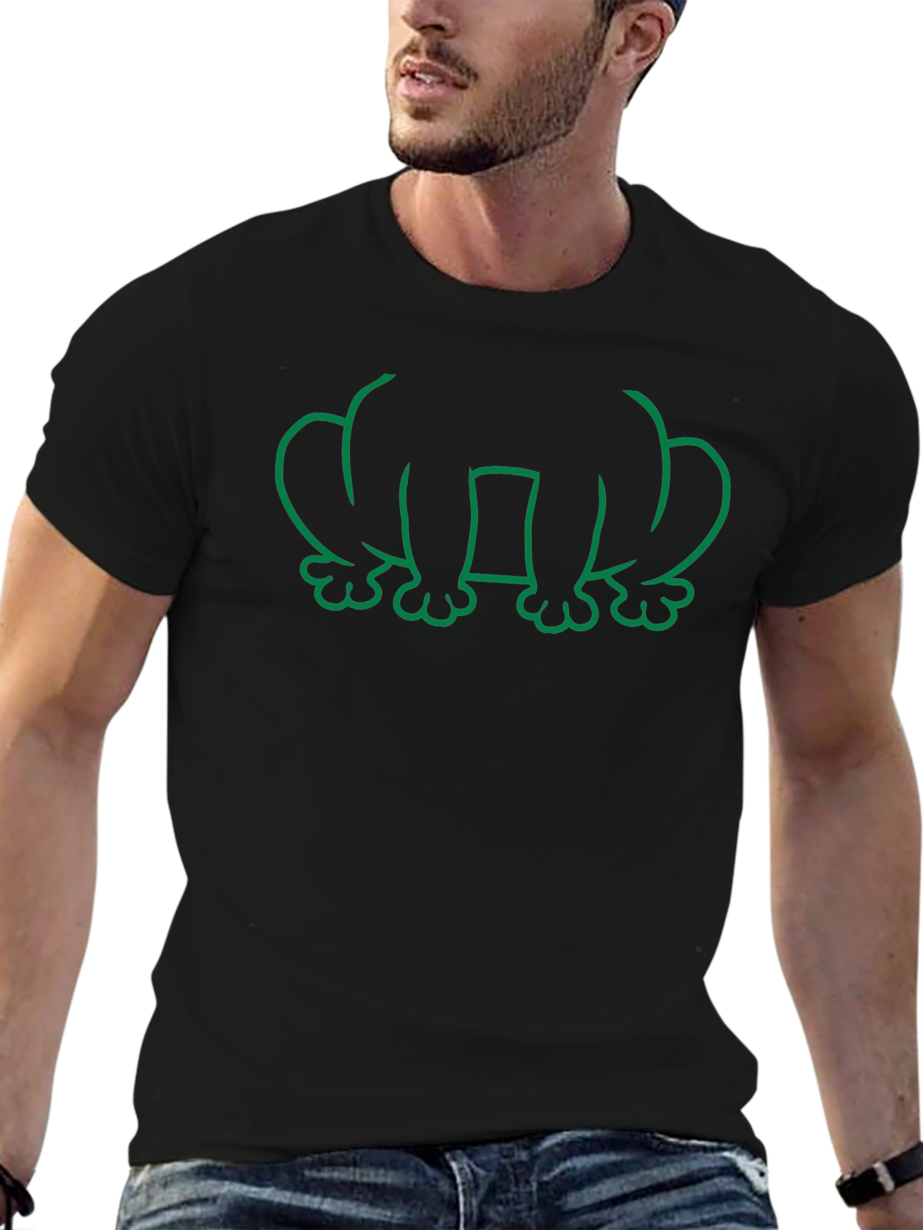 Frog Outline Graphic Tee - Black Cotton T-Shirt