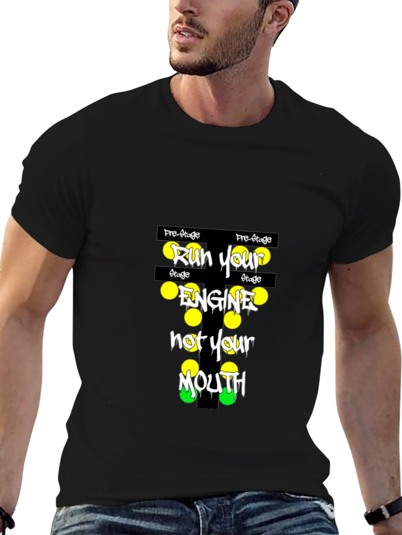 Run Your Engine Graphic T-Shirt - Black