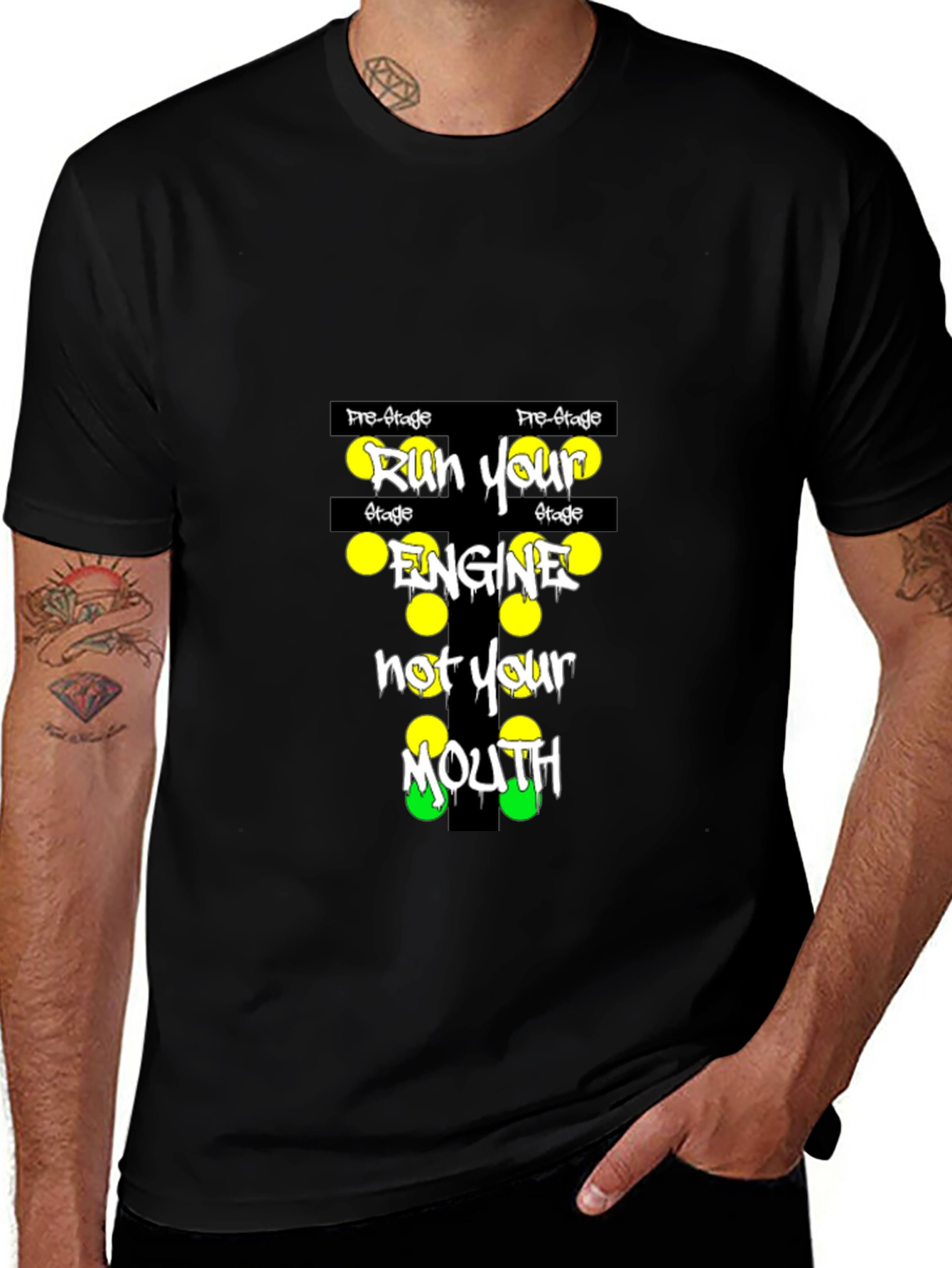 Run Your Engine Graphic T-Shirt - Black