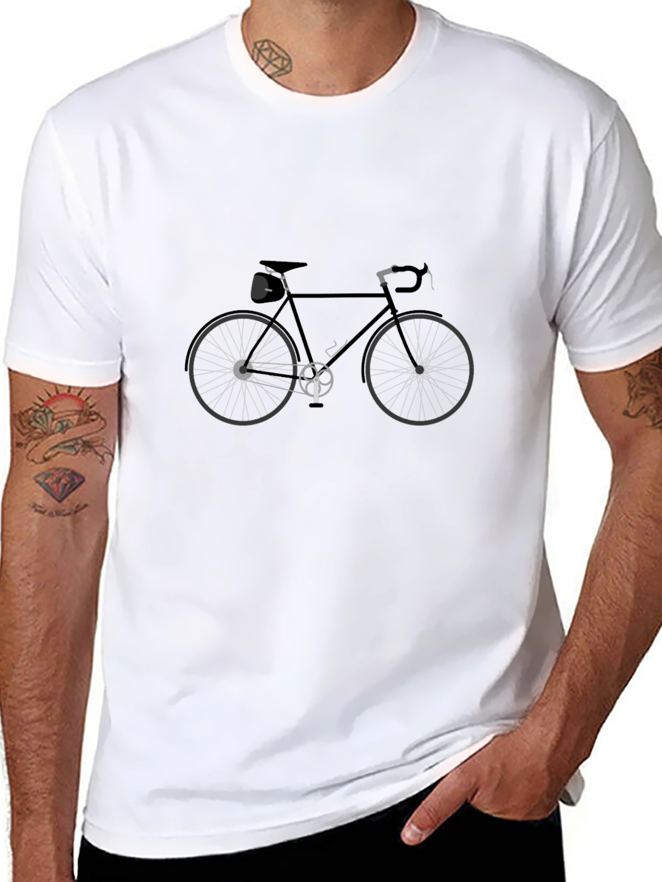 Black Bicycle Graphic Tee - Minimalist Design