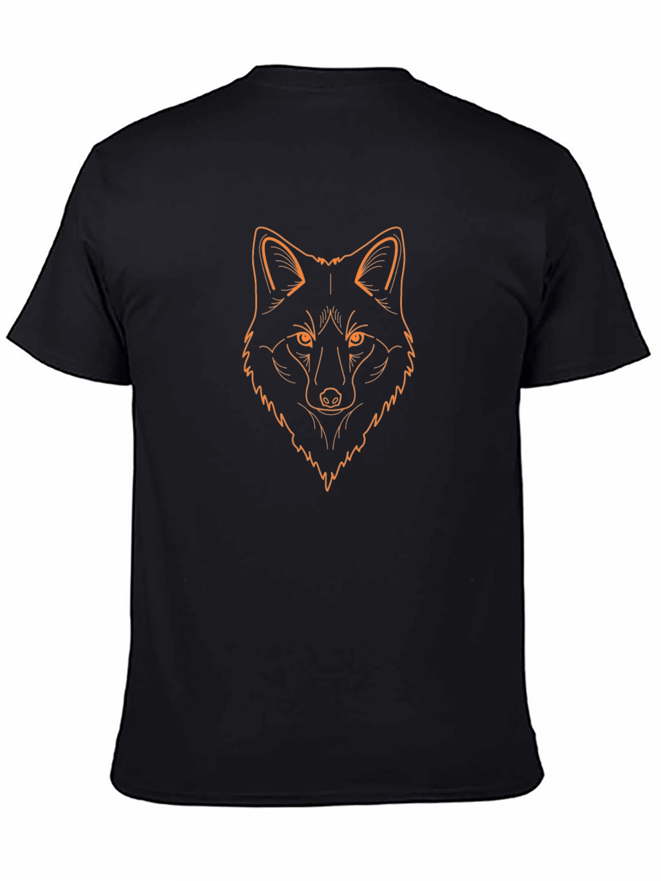 Black T-Shirt with Orange Fox Head Outline Design