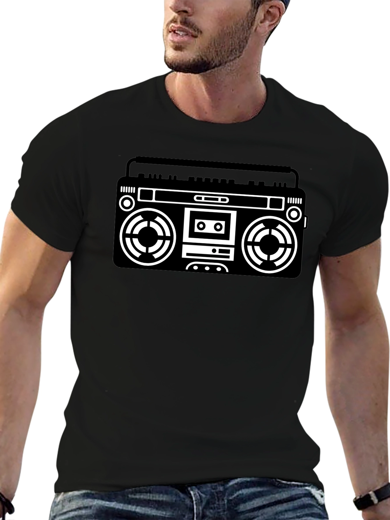 Retro Boombox Graphic Tee - Classic Cool