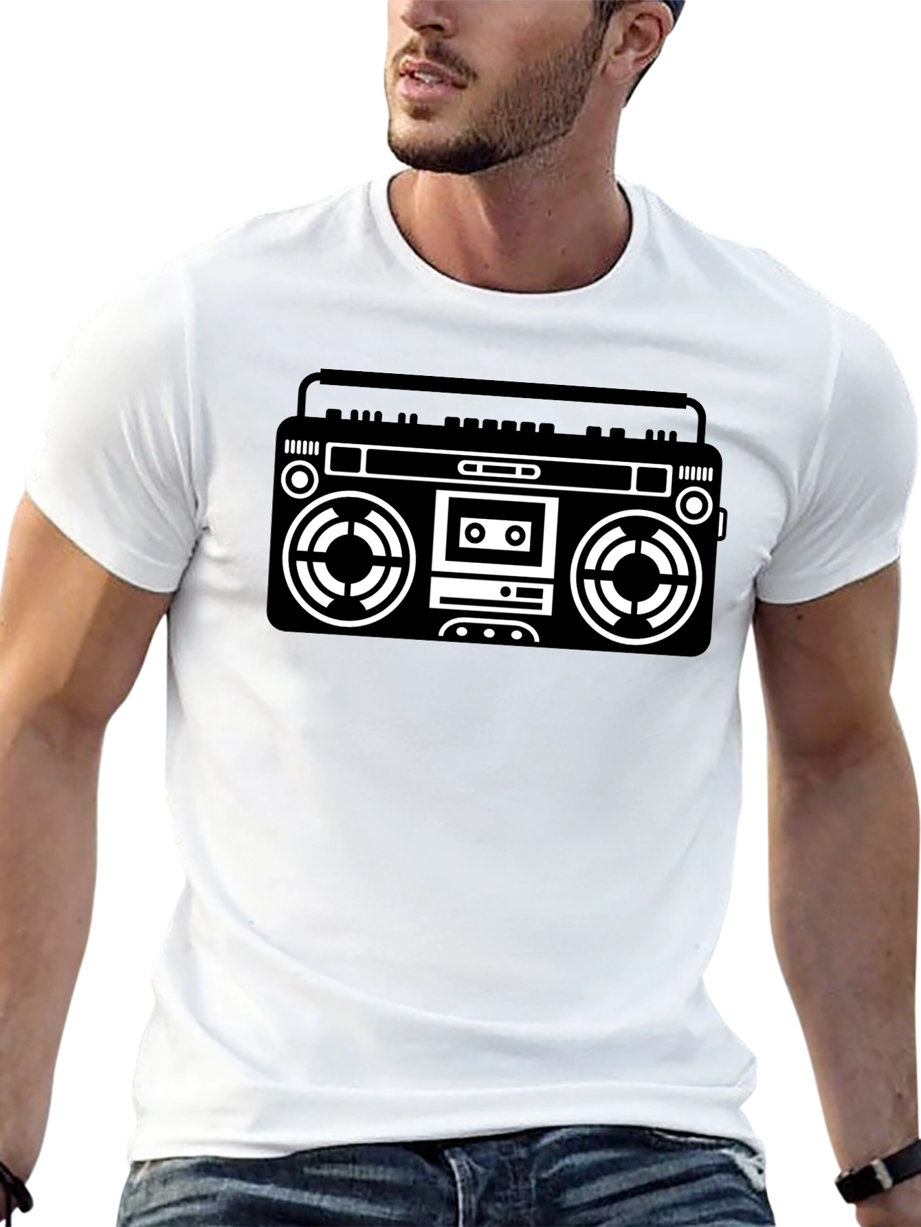 Retro Boombox Graphic Tee - Classic Cool