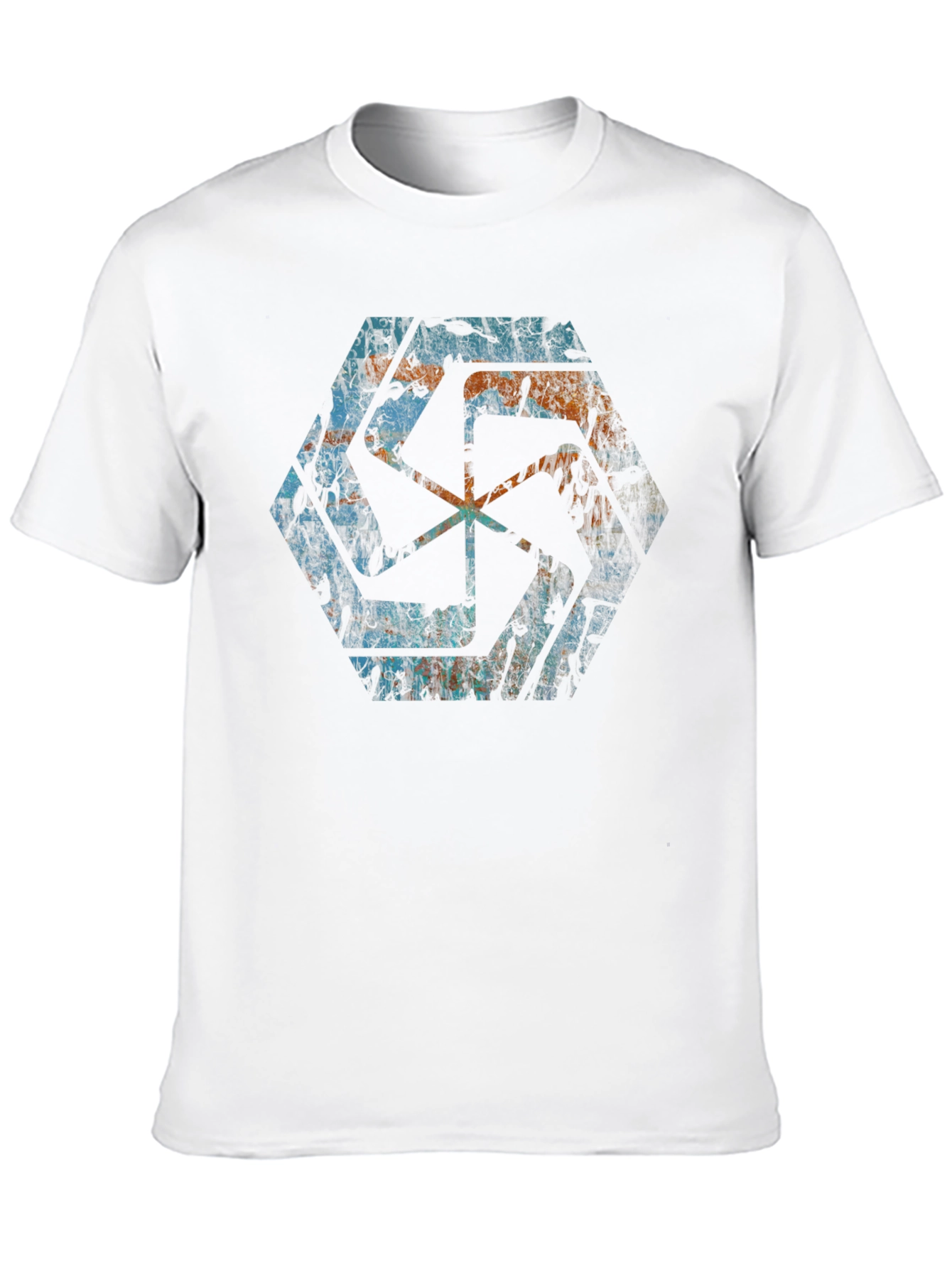 Geometric Graphic Print Mens Black T-Shirt