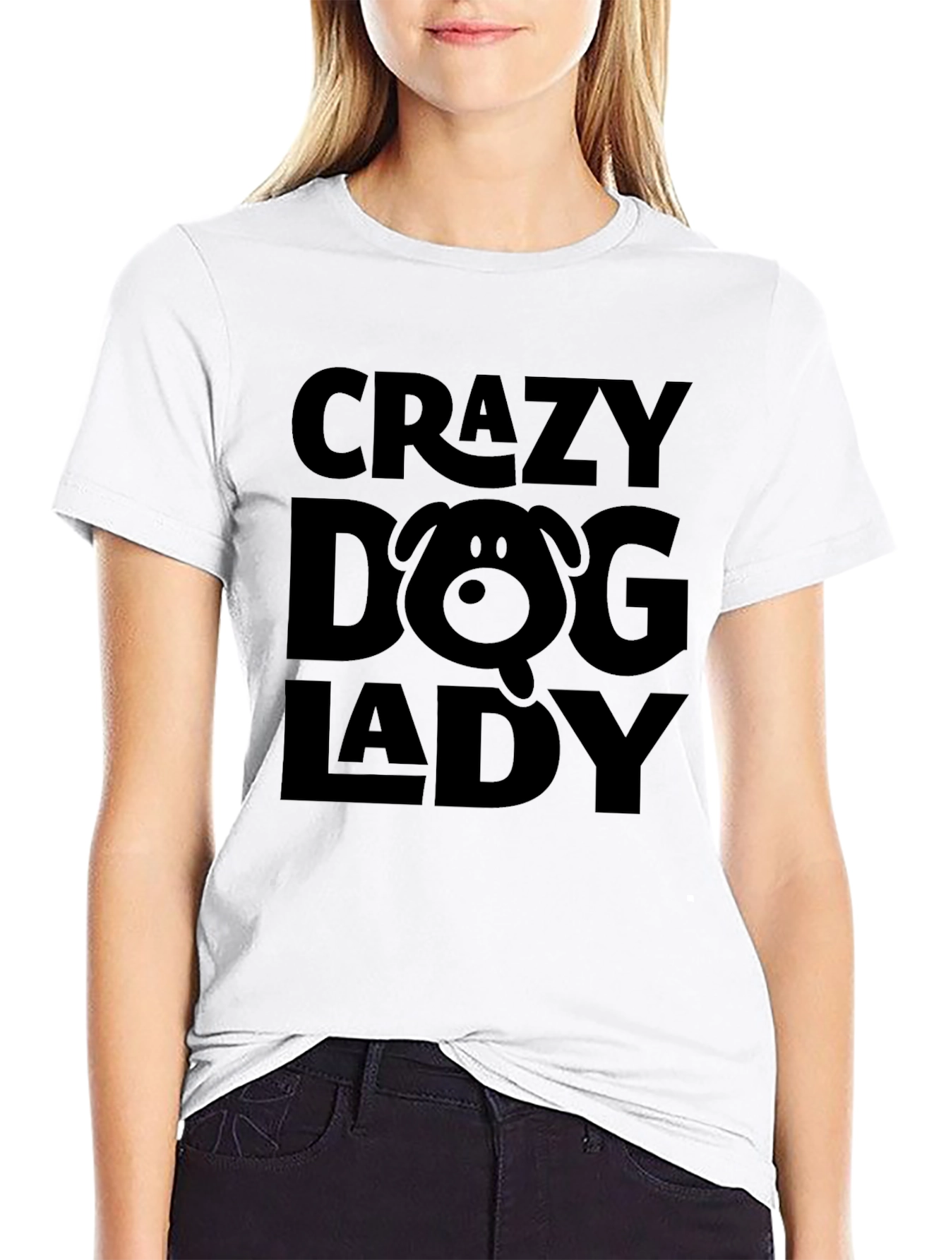 Crazy Dog Lady Graphic Tee - Black Cotton T-Shirt
