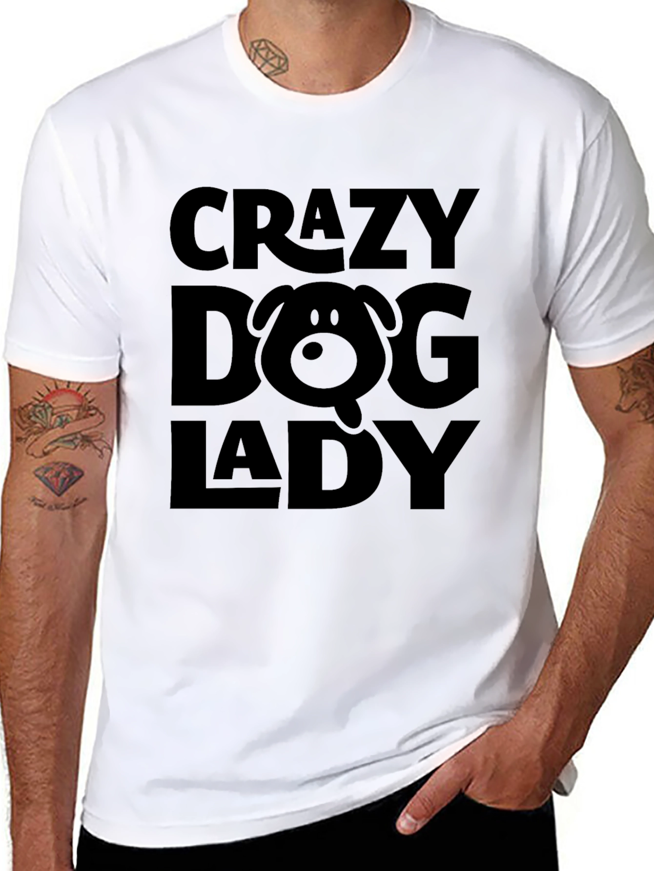 Crazy Dog Lady Graphic Tee - Black Cotton T-Shirt