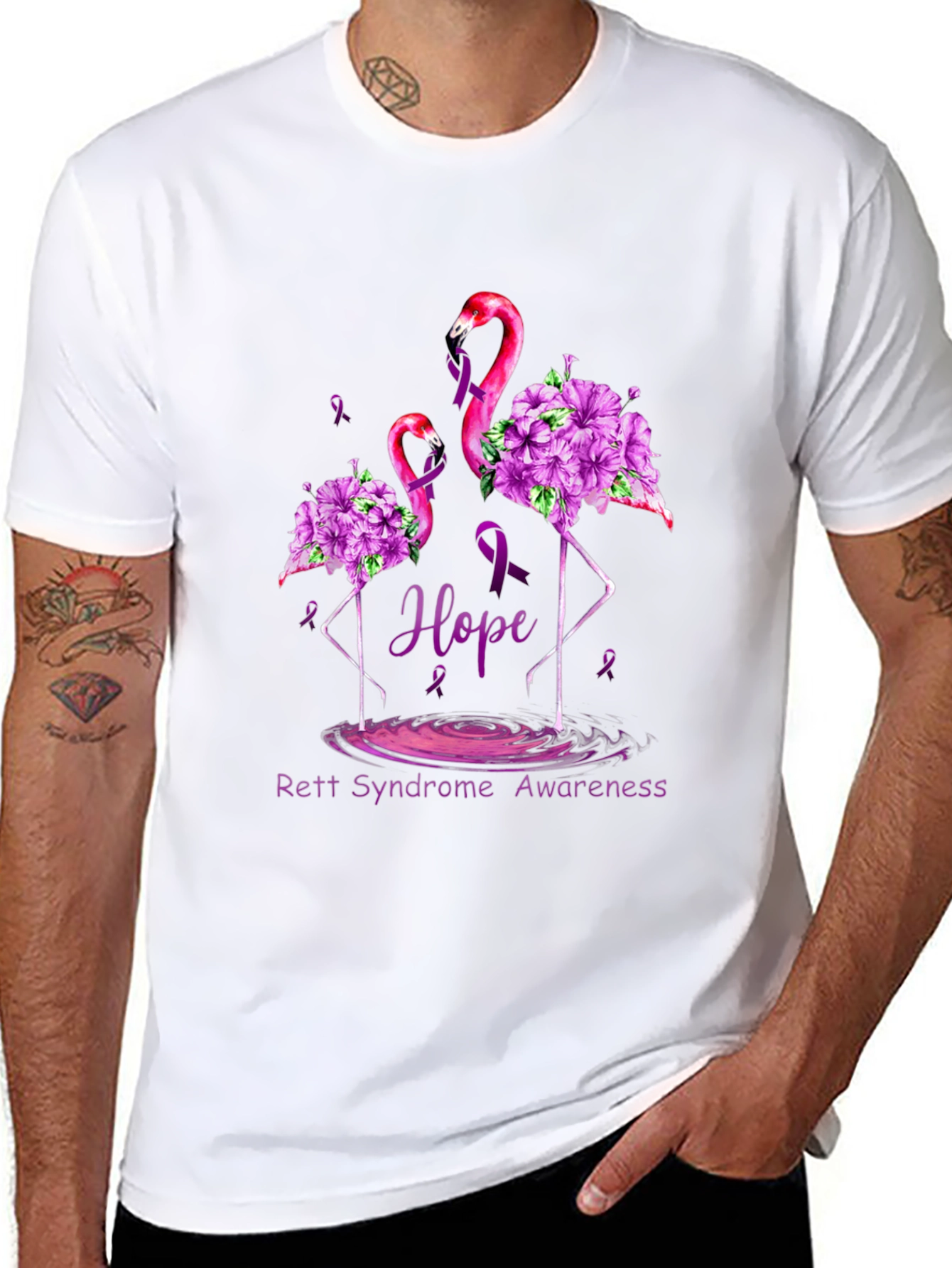 Rett Syndrome Awareness Flamingo Hope T-Shirt