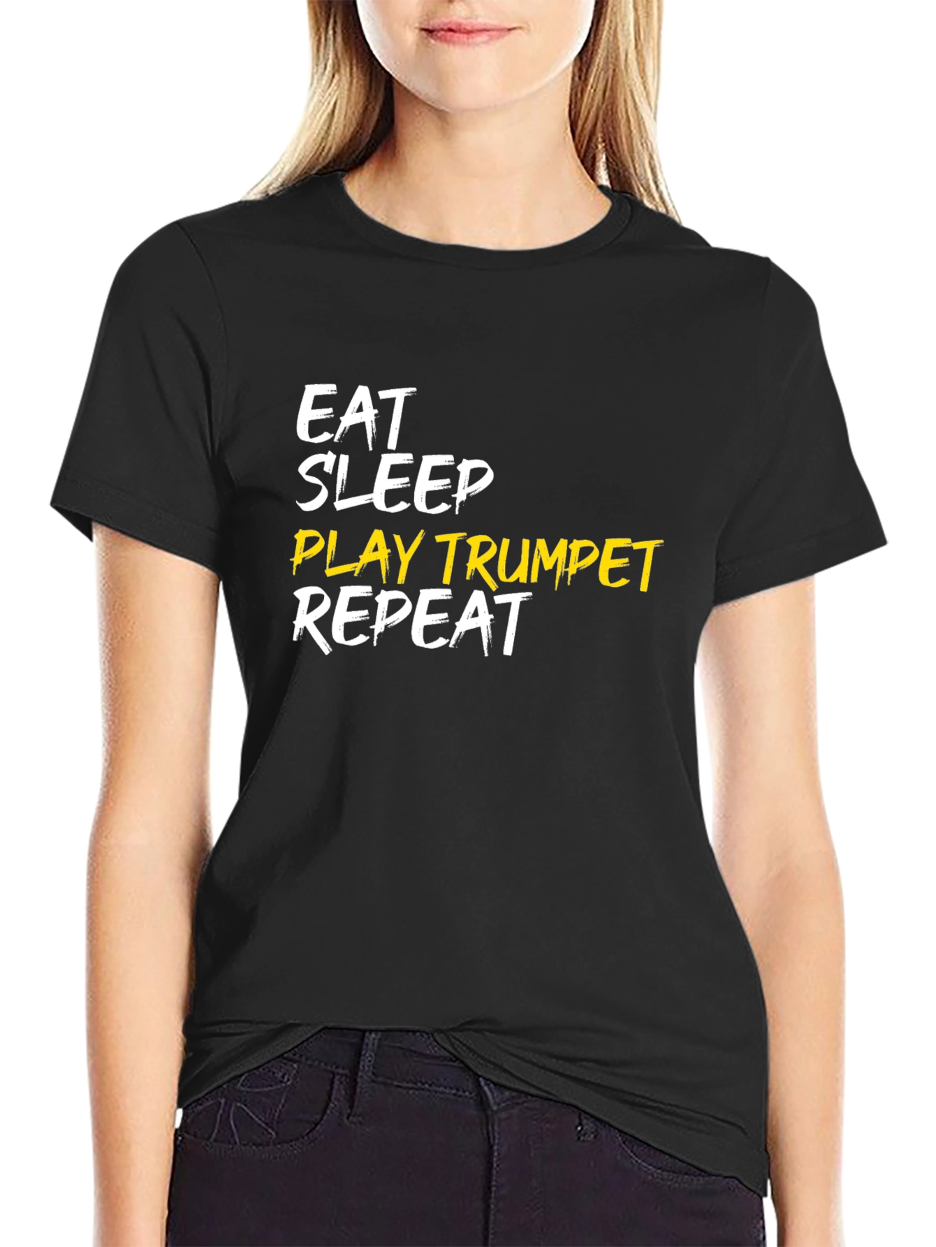 Eat Sleep Play Trumpet Repeat Black T-Shirt