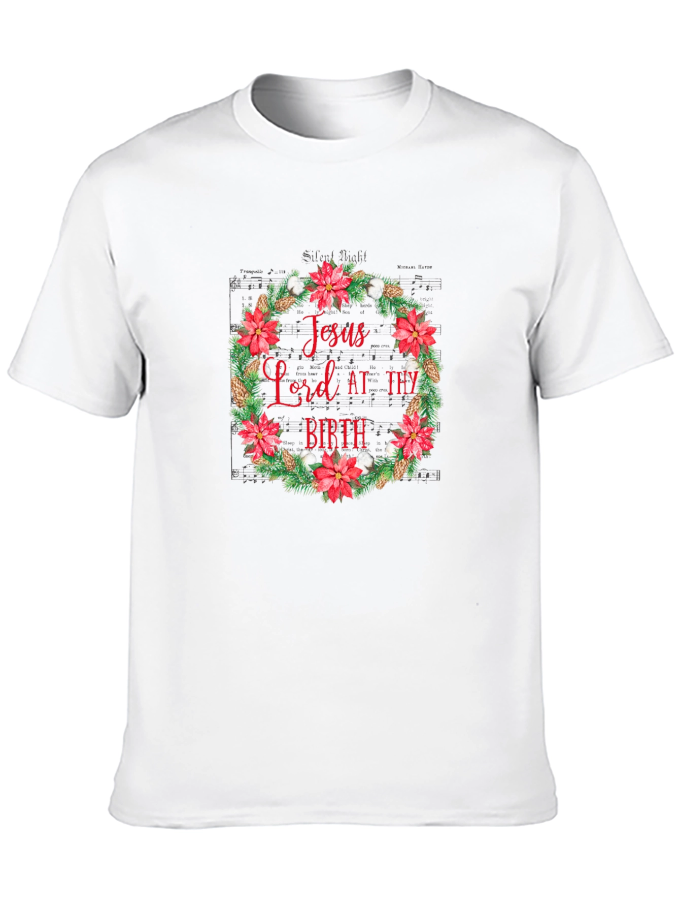 Jesus Lord At Thy Birth Christmas Wreath T-Shirt
