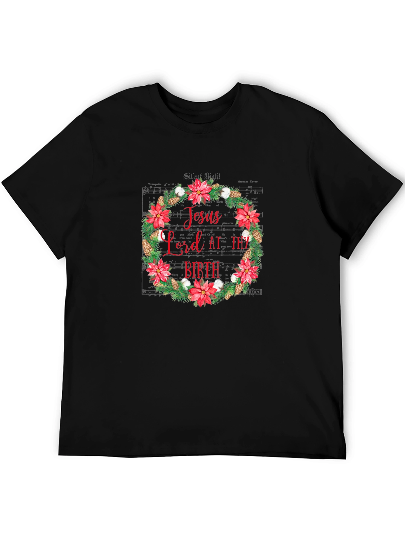 Jesus Lord At Thy Birth Christmas Wreath T-Shirt