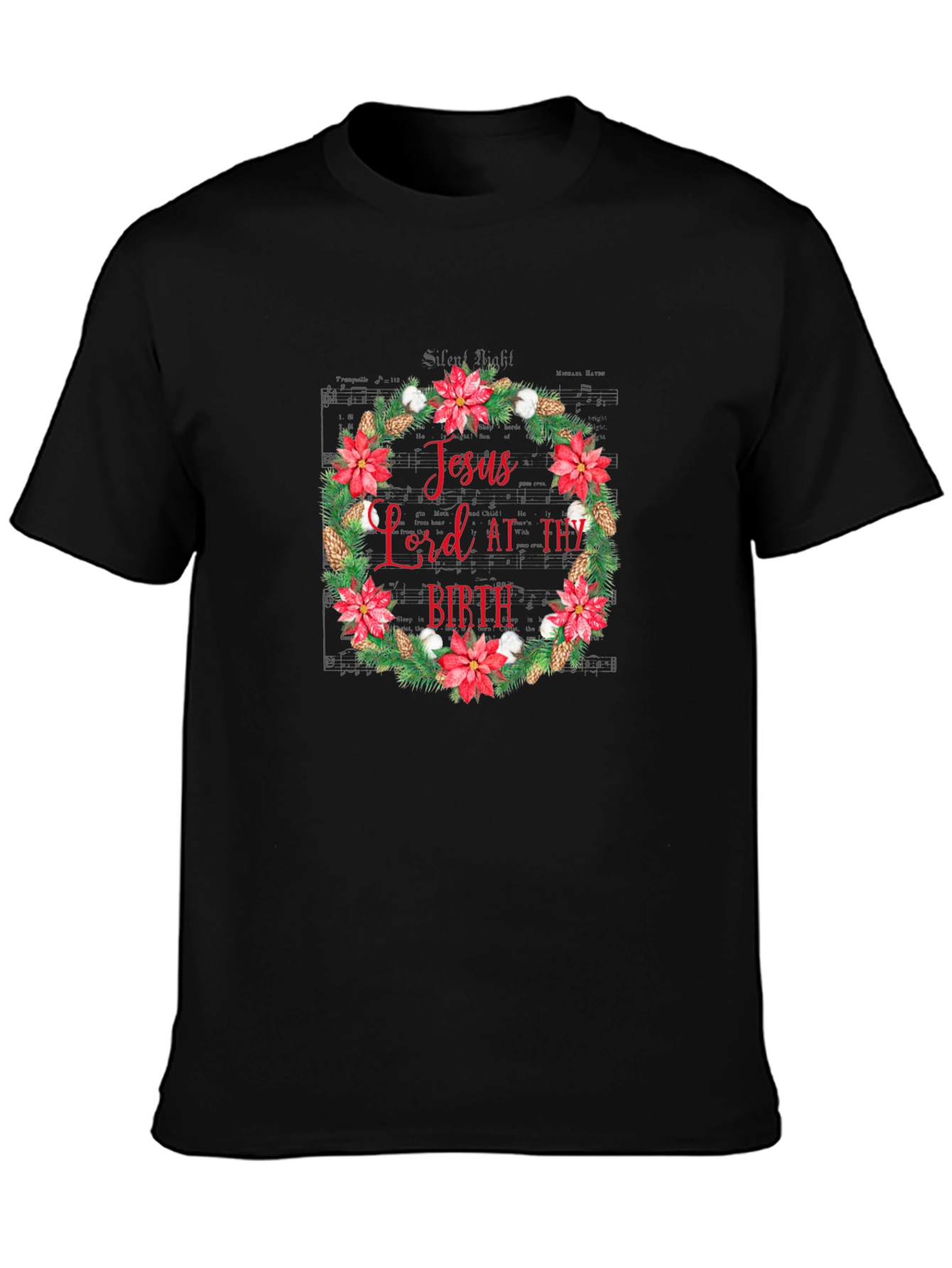 Jesus Lord At Thy Birth Christmas Wreath T-Shirt