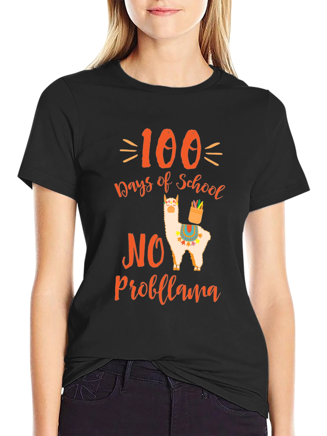 100 Days of School No Probllama T-Shirt