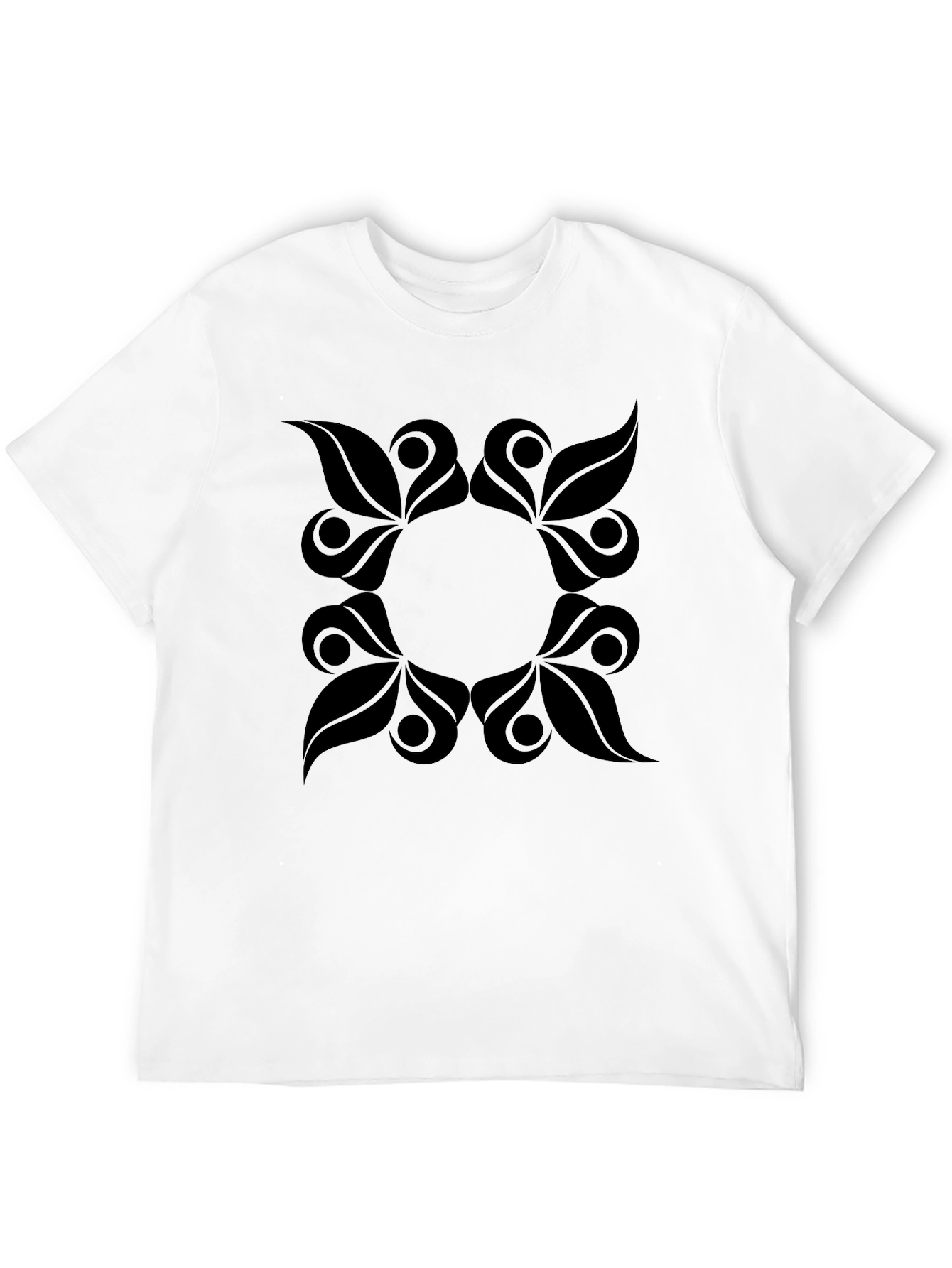 Abstract Floral Graphic Tee - Black