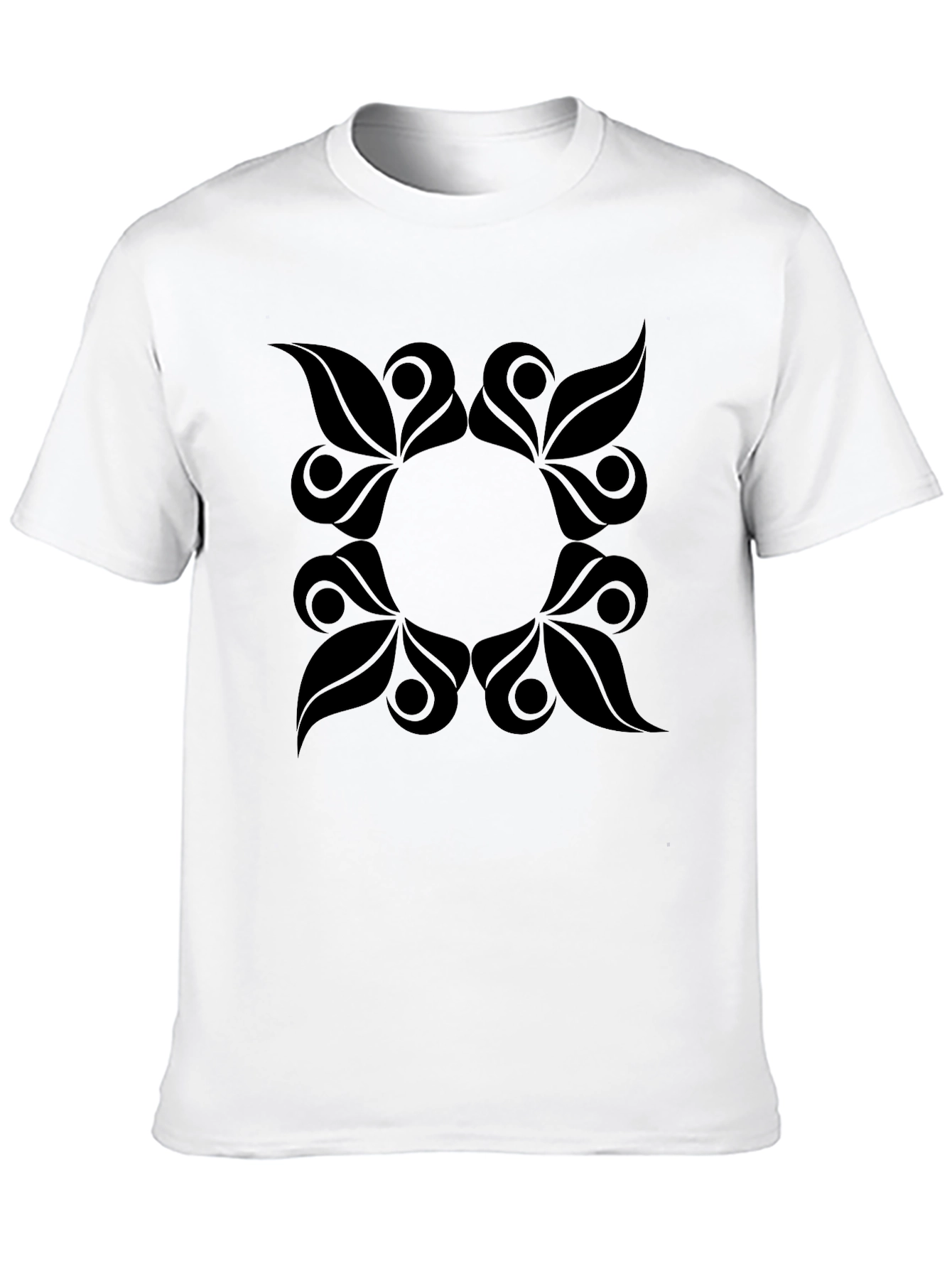 Abstract Floral Graphic Tee - Black