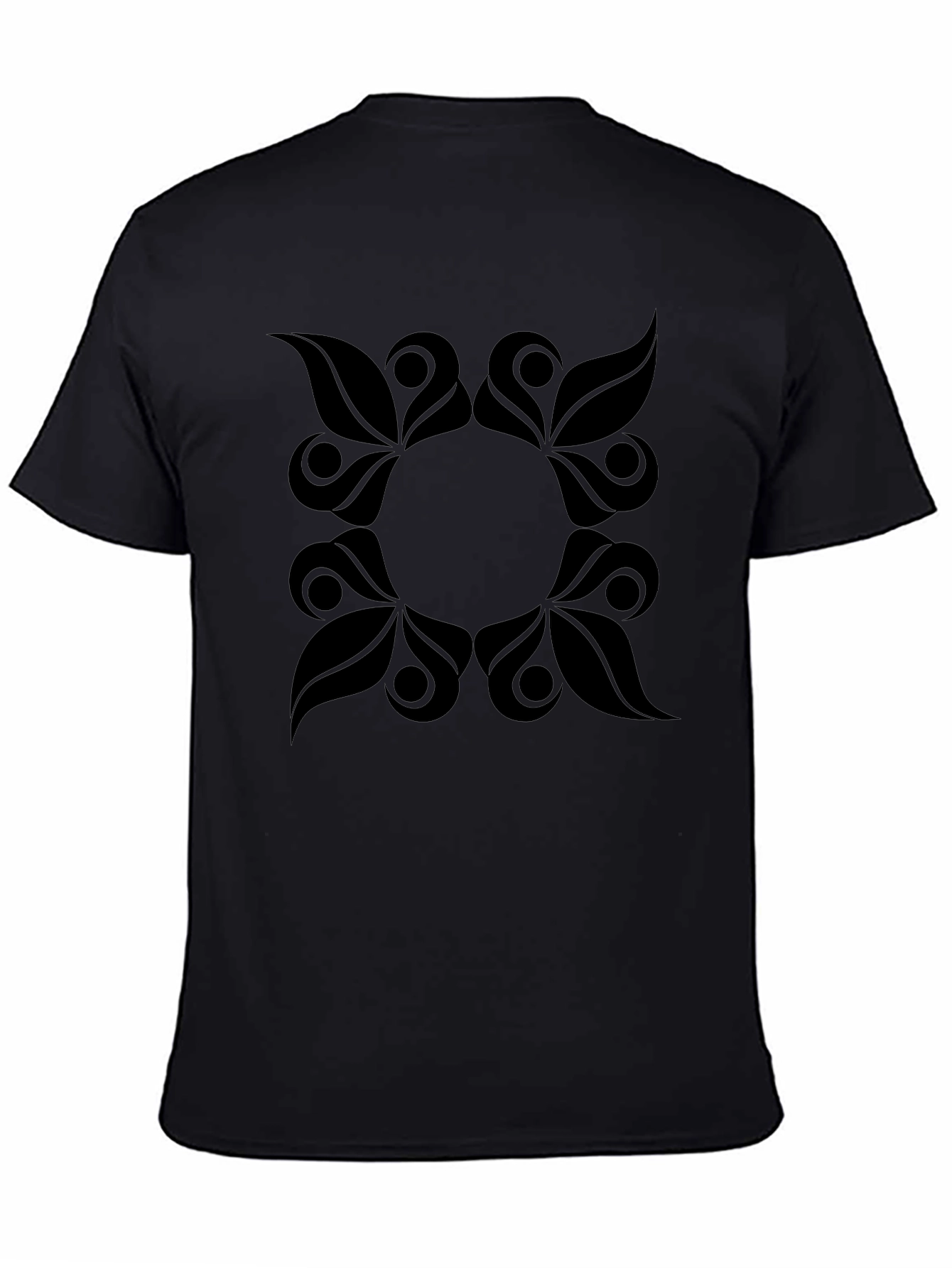 Abstract Floral Graphic Tee - Black