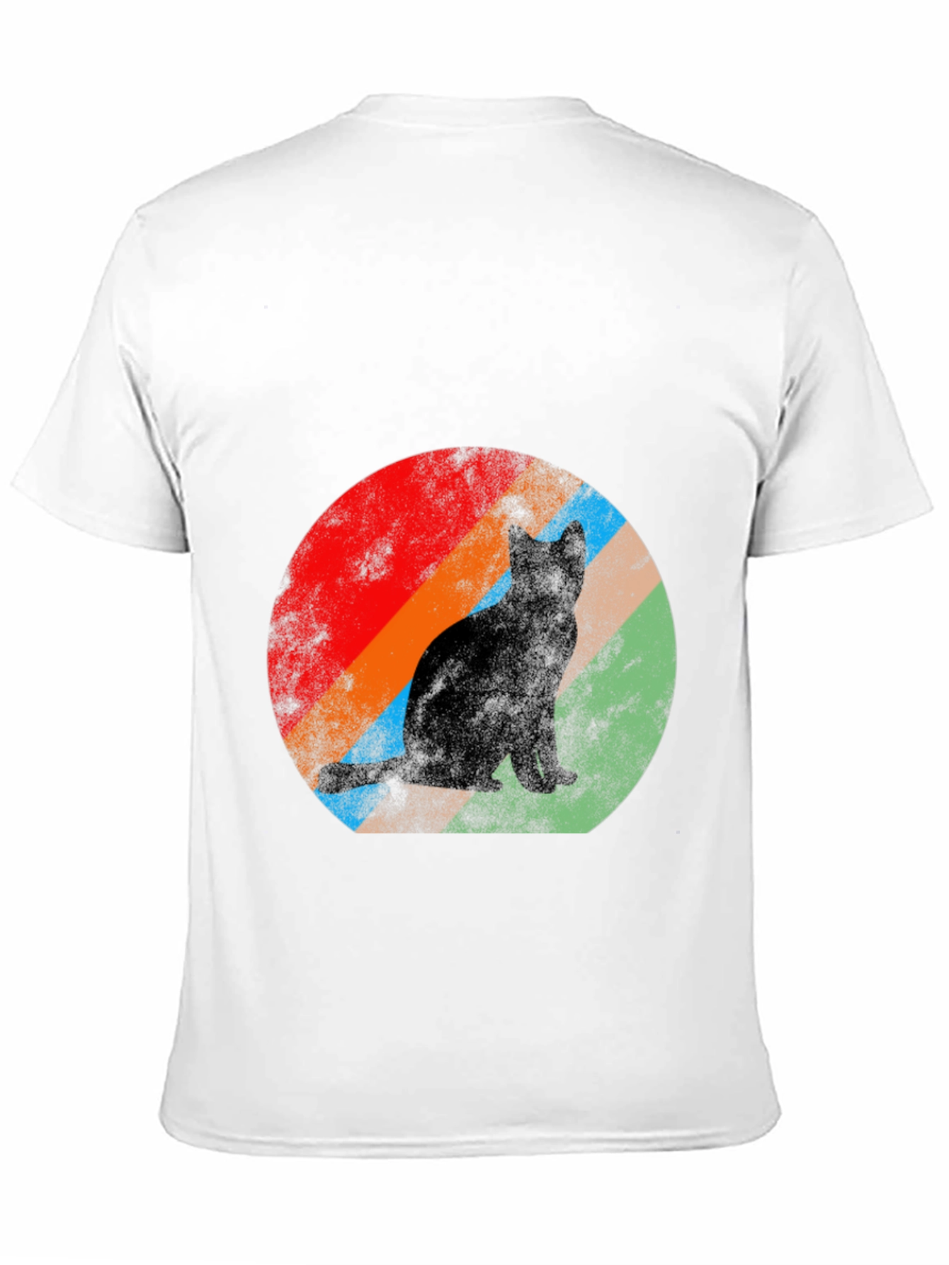 Retro Cat Graphic Tee - Black Cotton T-Shirt