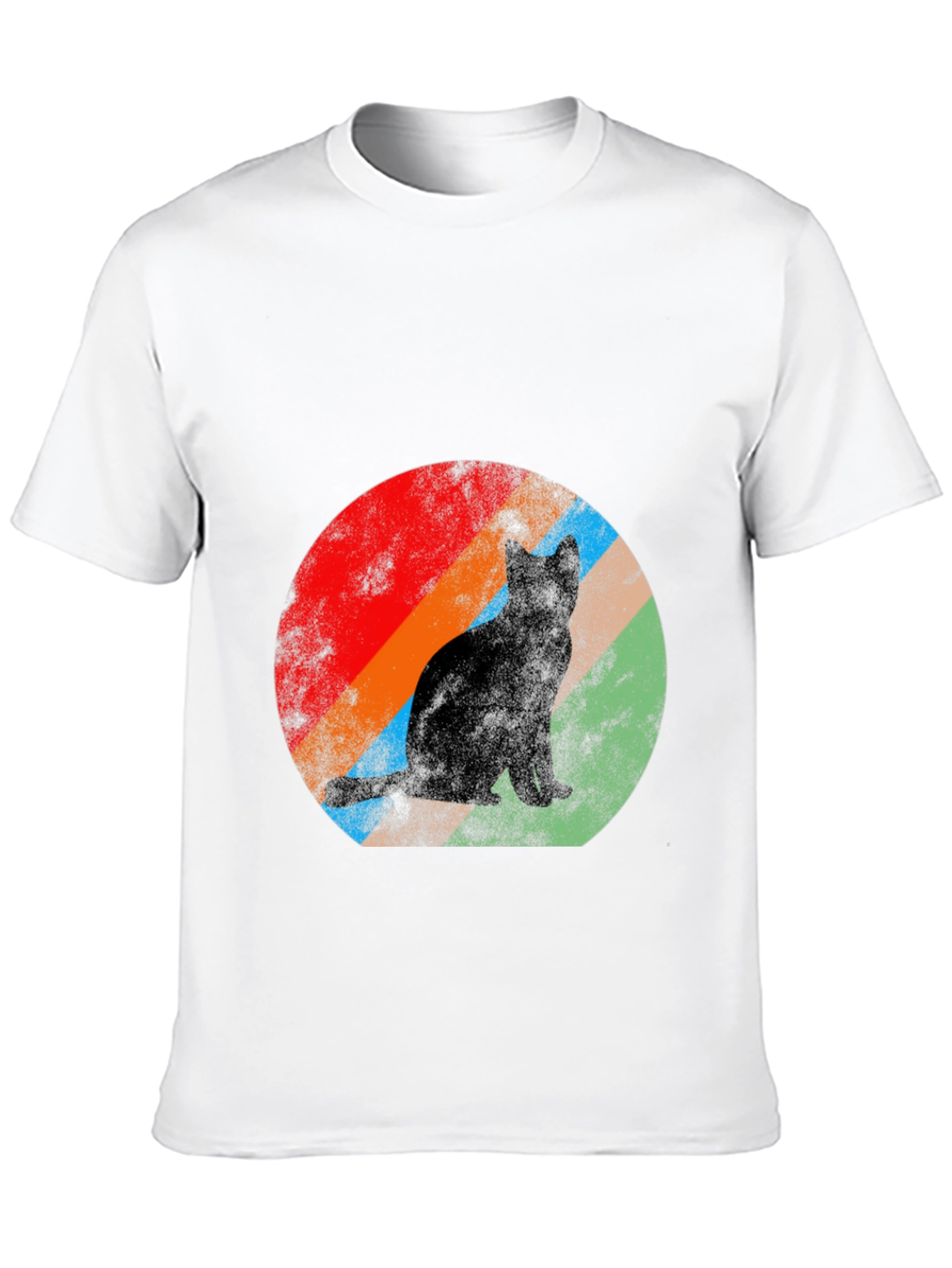 Retro Cat Graphic Tee - Black Cotton T-Shirt