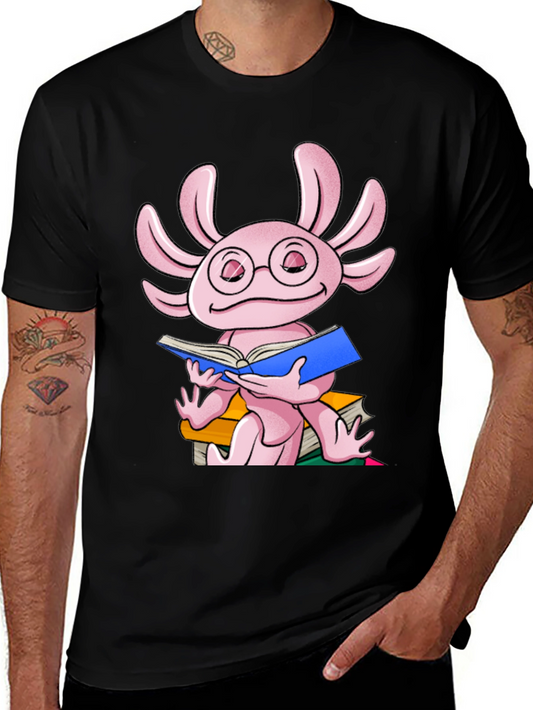 Axolotl Reading Book T-Shirt - Cute Amphibian Tee