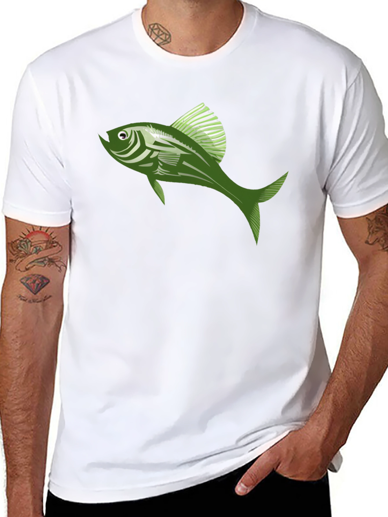 Cool Fish Graphic Tee - Stylish Black Cotton T-Shirt