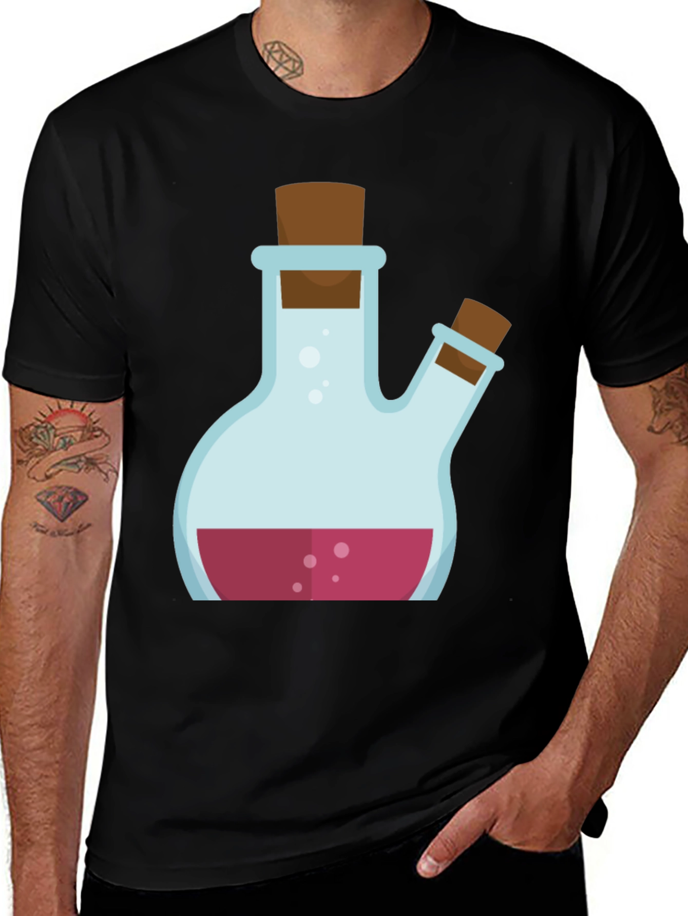 Potion Graphic Tee - Black Cotton Blend Shirt