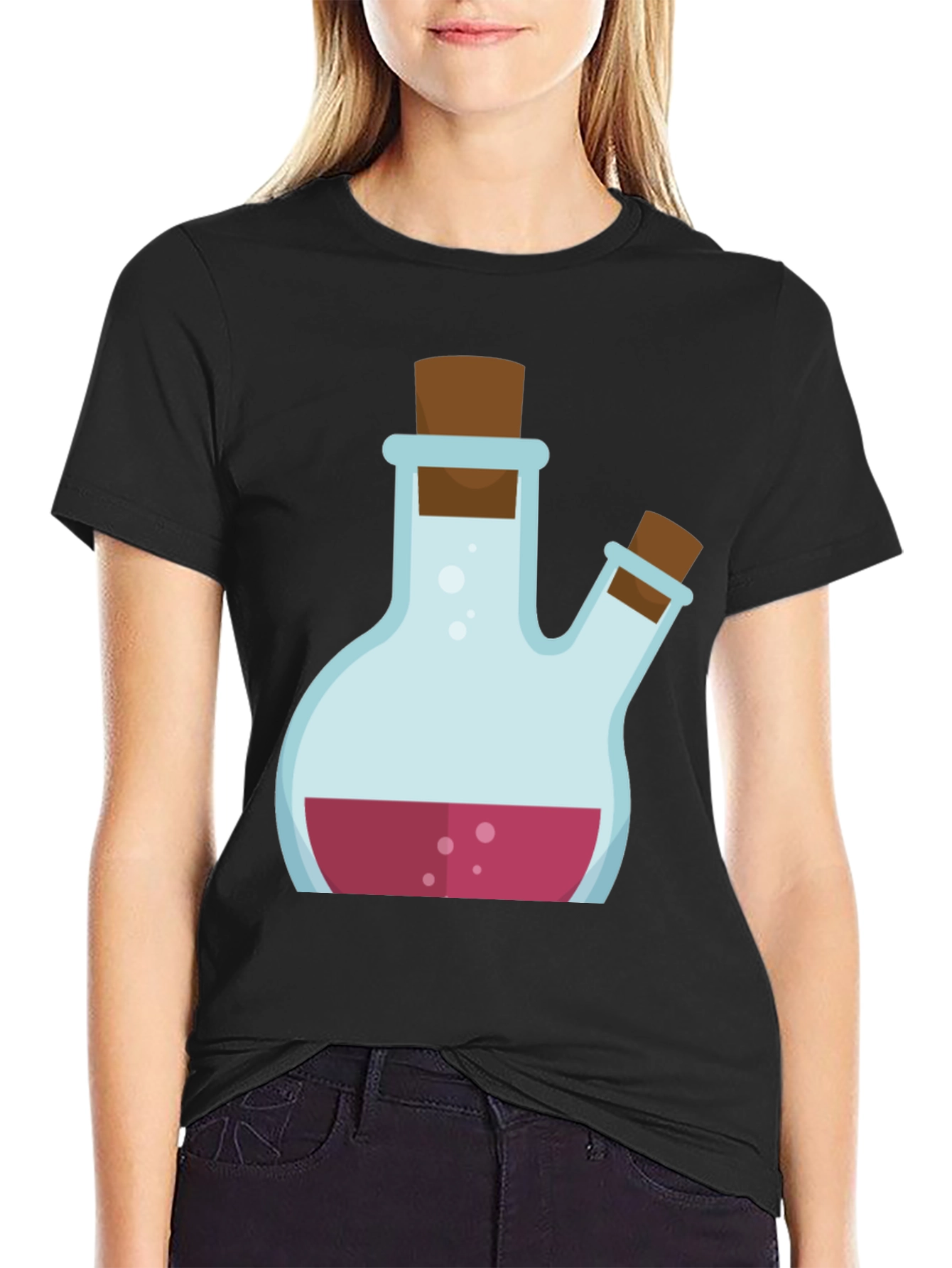 Potion Graphic Tee - Black Cotton Blend Shirt