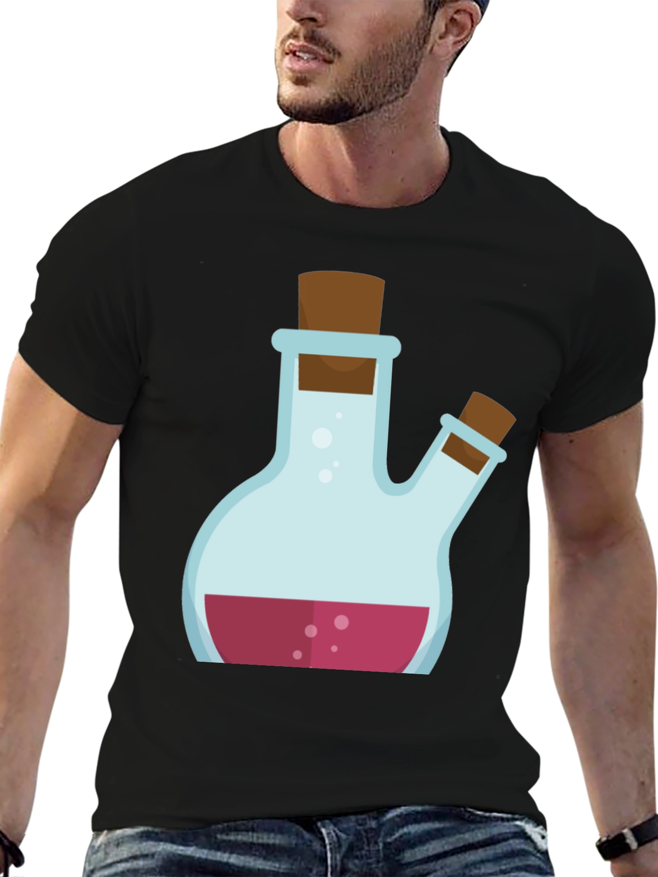 Potion Graphic Tee - Black Cotton Blend Shirt