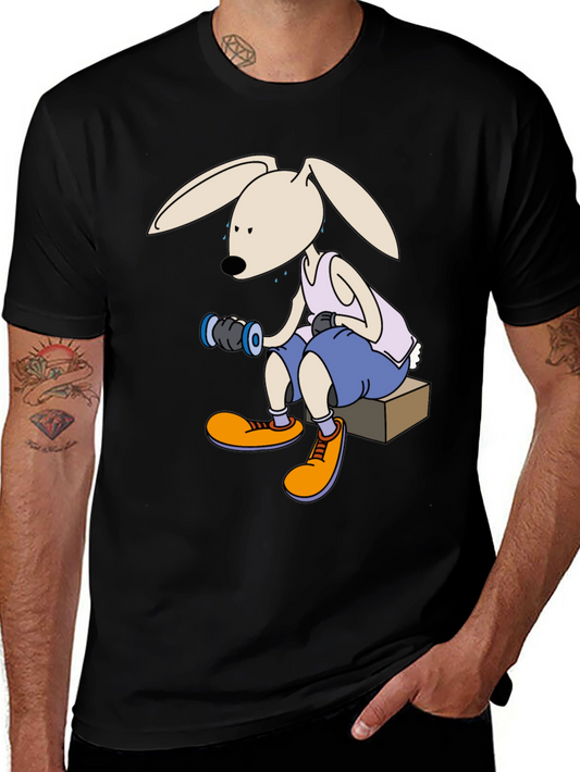 Bunny Lifting Weights Graphic T-Shirt