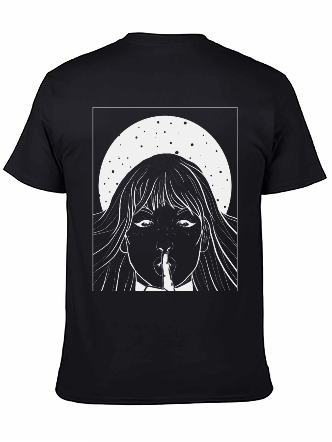 Black Graphic Tee - Shhh Girl Print