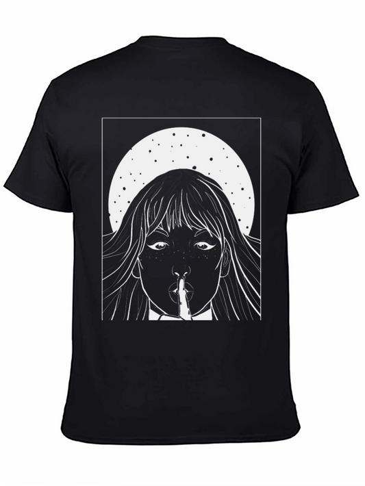 Black Graphic Tee - Shhh Girl Print