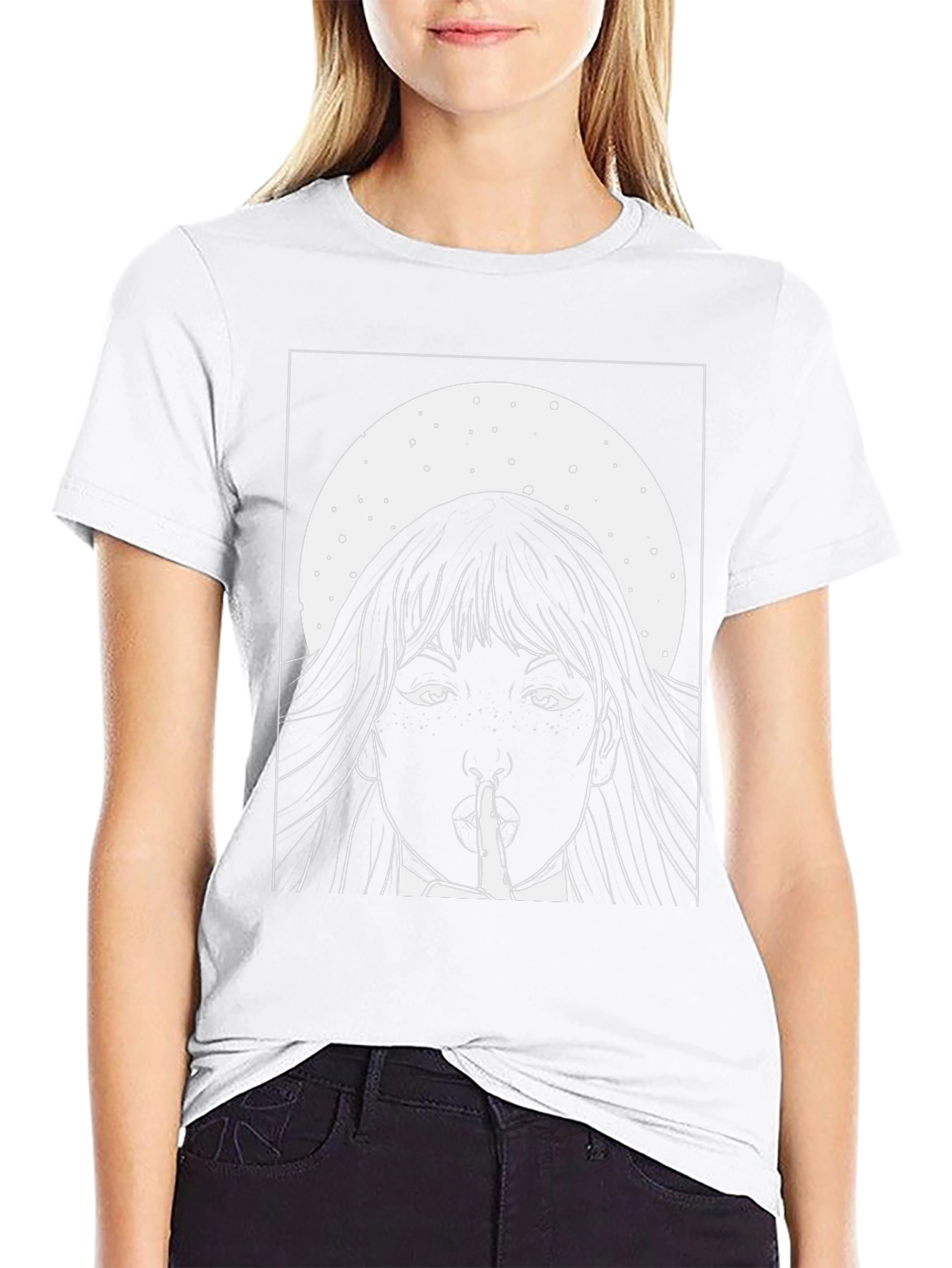 Black Graphic Tee - Shhh Girl Print