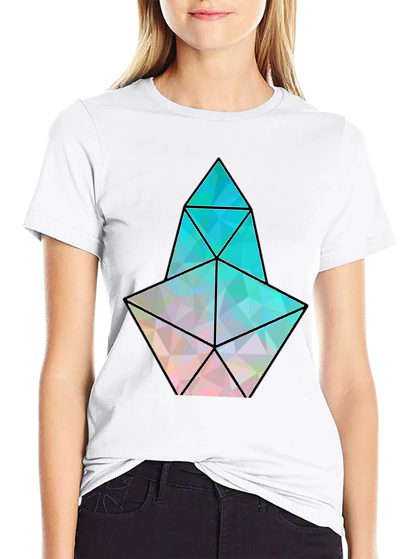 Geometric Prism Graphic Black T-Shirt