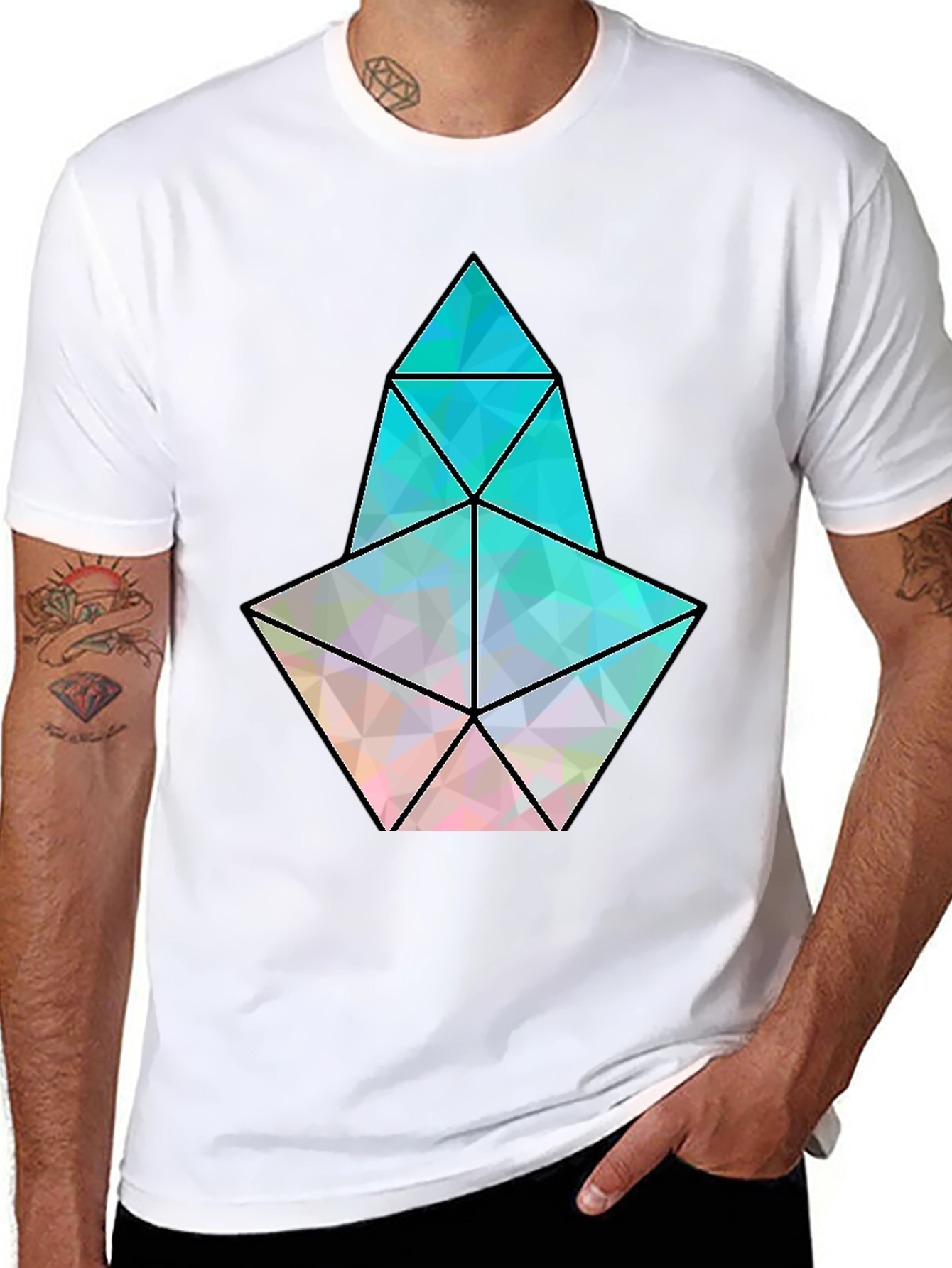 Geometric Prism Graphic Black T-Shirt