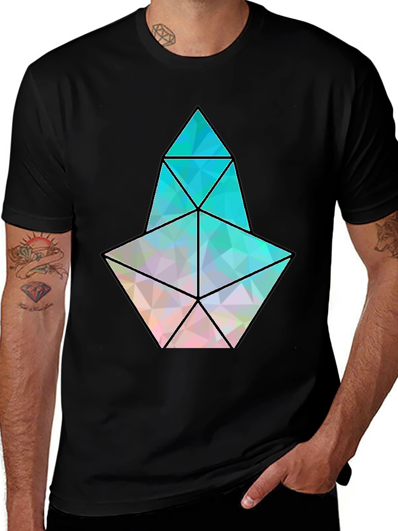Geometric Prism Graphic Black T-Shirt