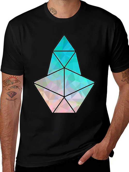 Geometric Prism Graphic Black T-Shirt