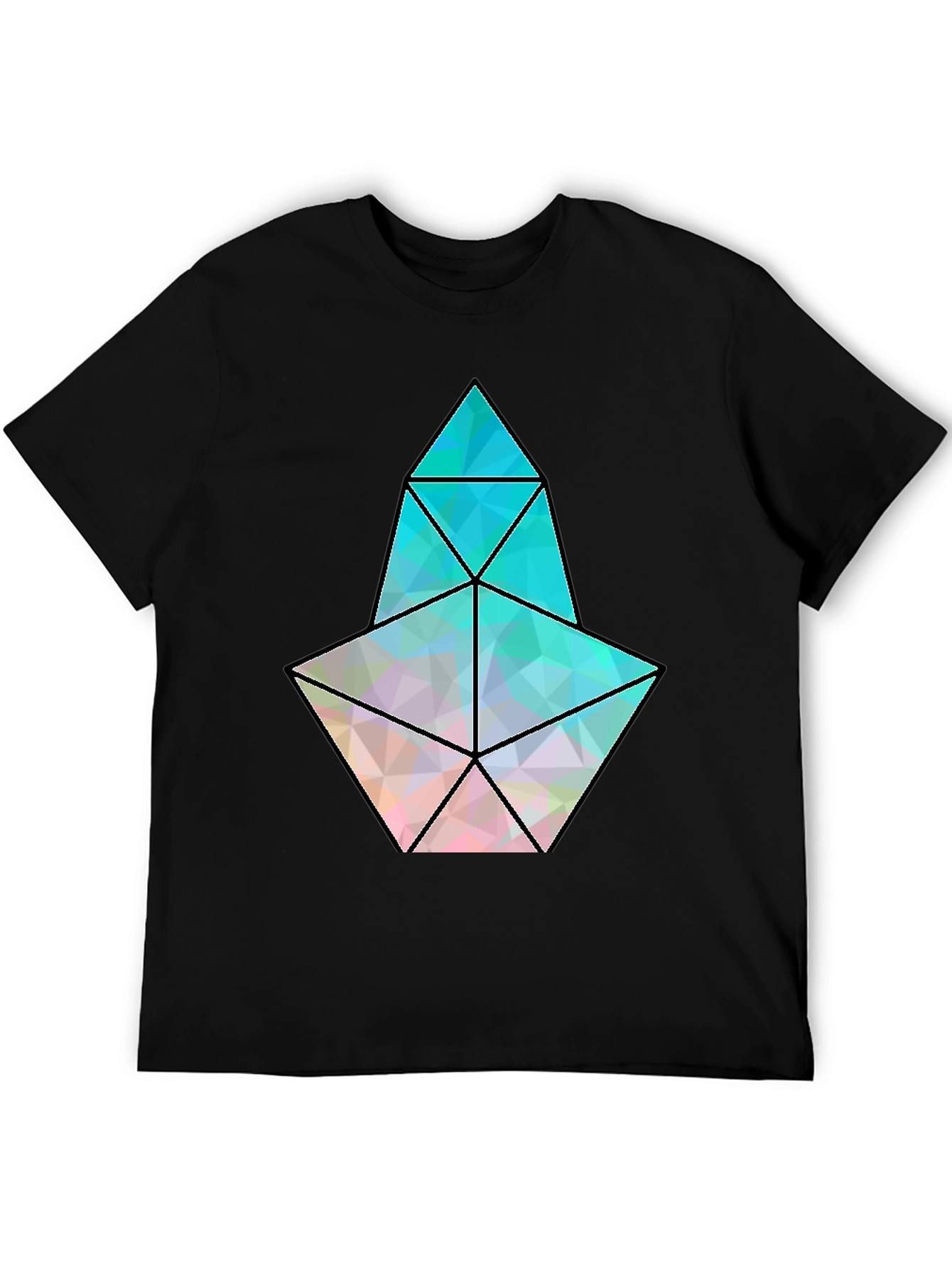 Geometric Prism Graphic Black T-Shirt