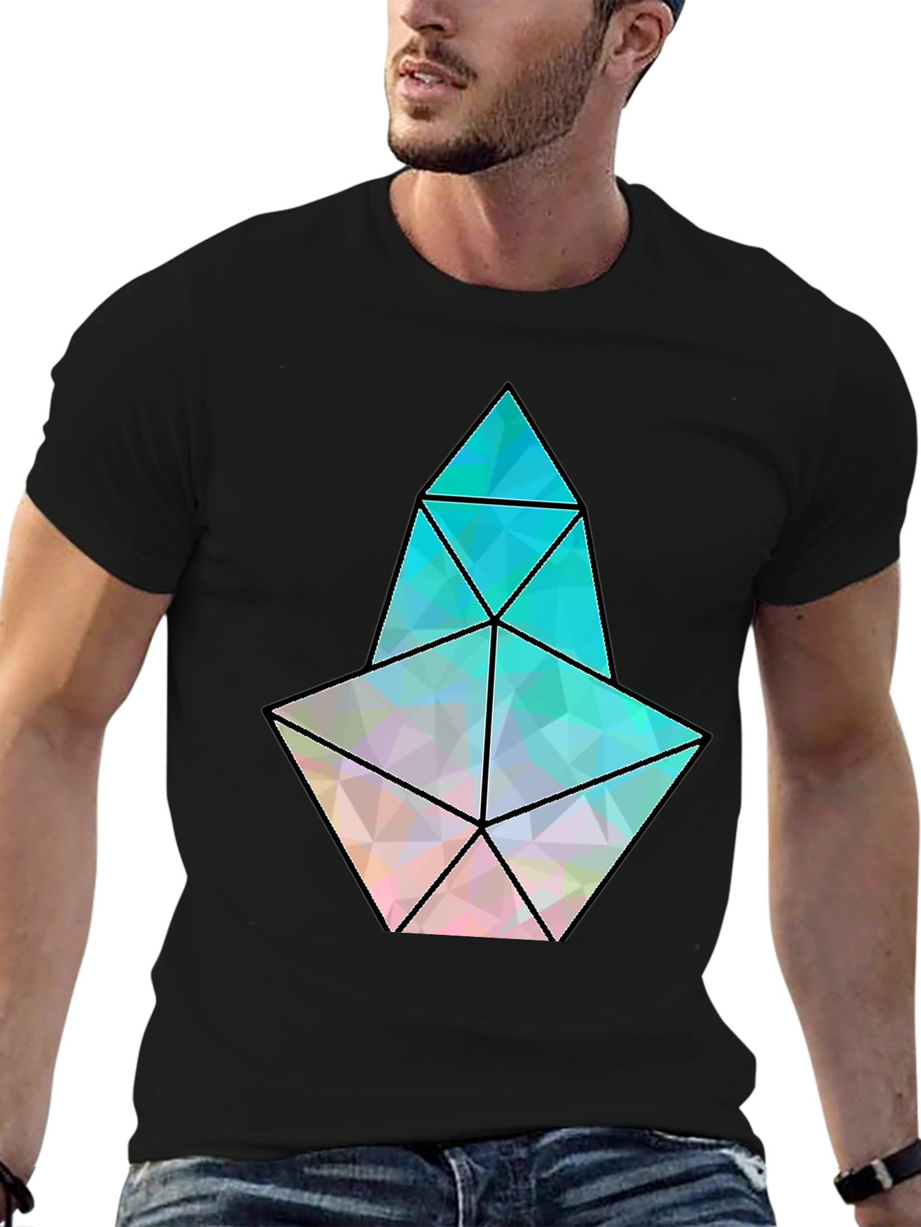 Geometric Prism Graphic Black T-Shirt