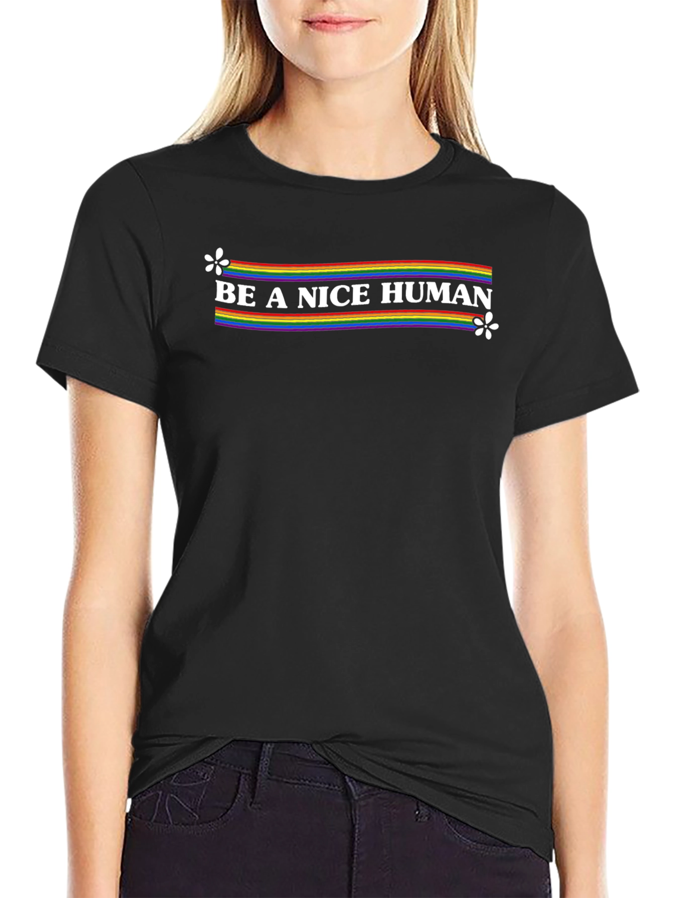 Be A Nice Human Rainbow Tee