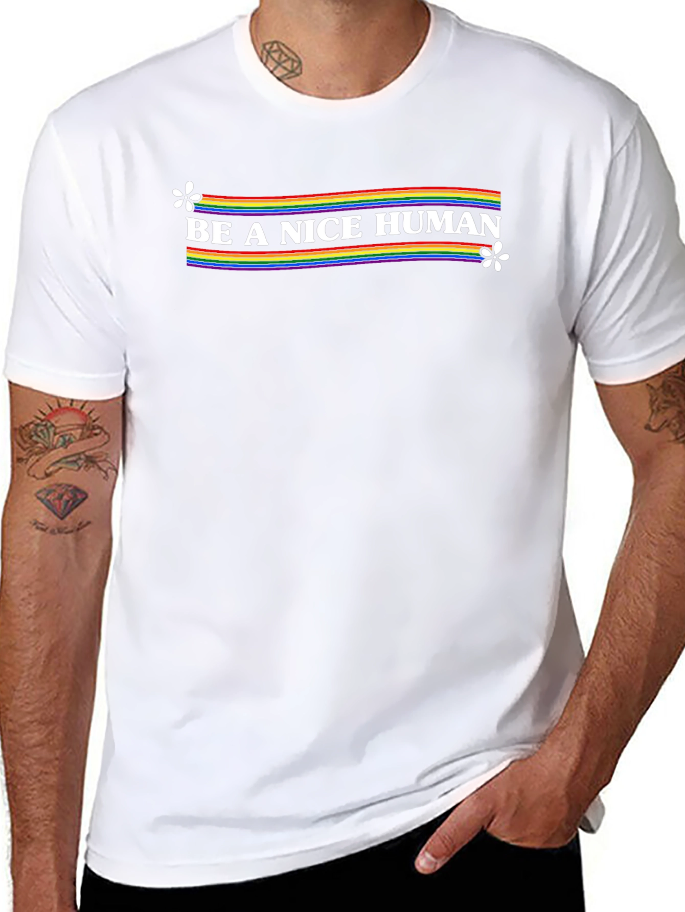 Be A Nice Human Rainbow Tee