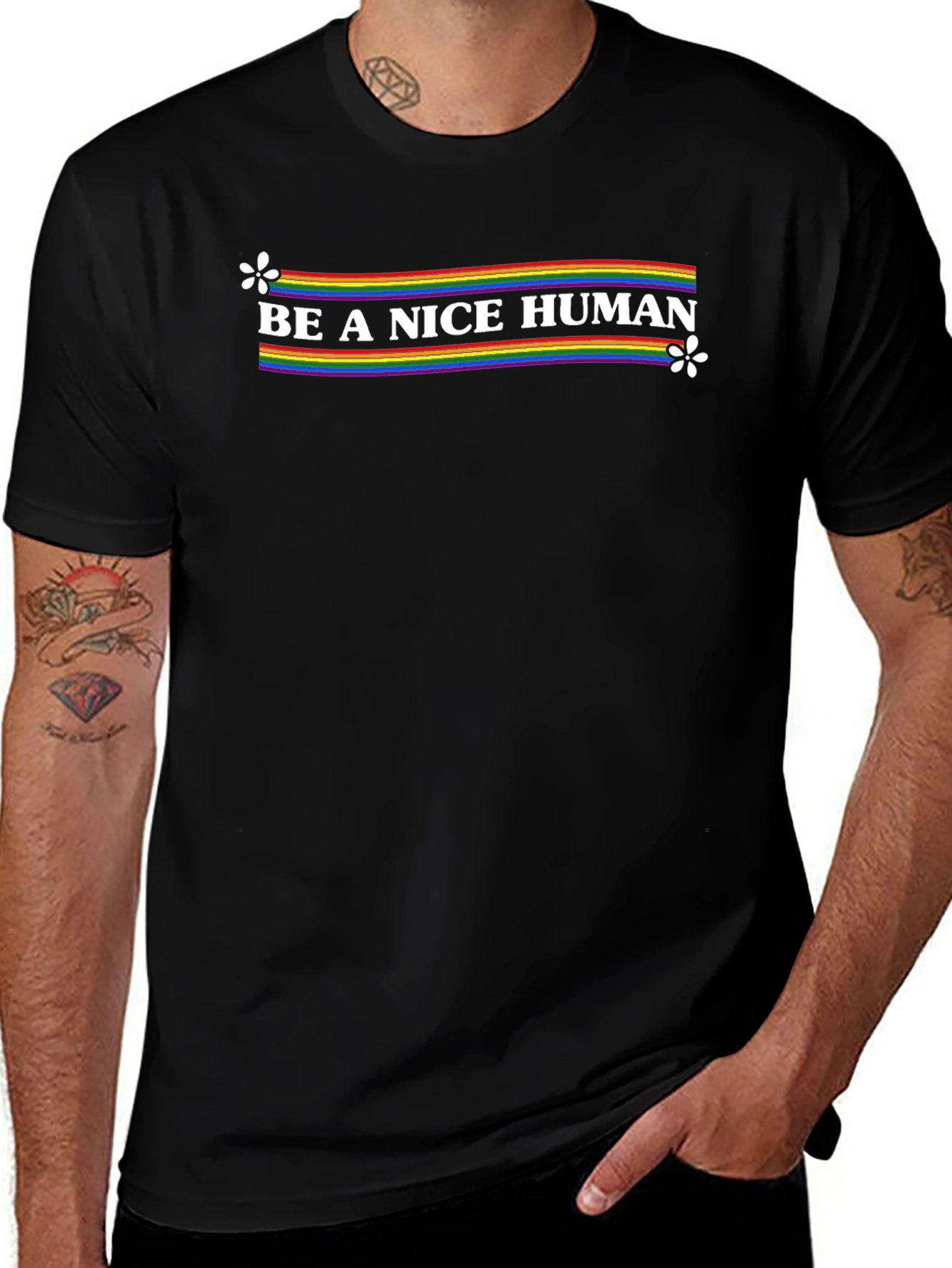 Be A Nice Human Rainbow Tee